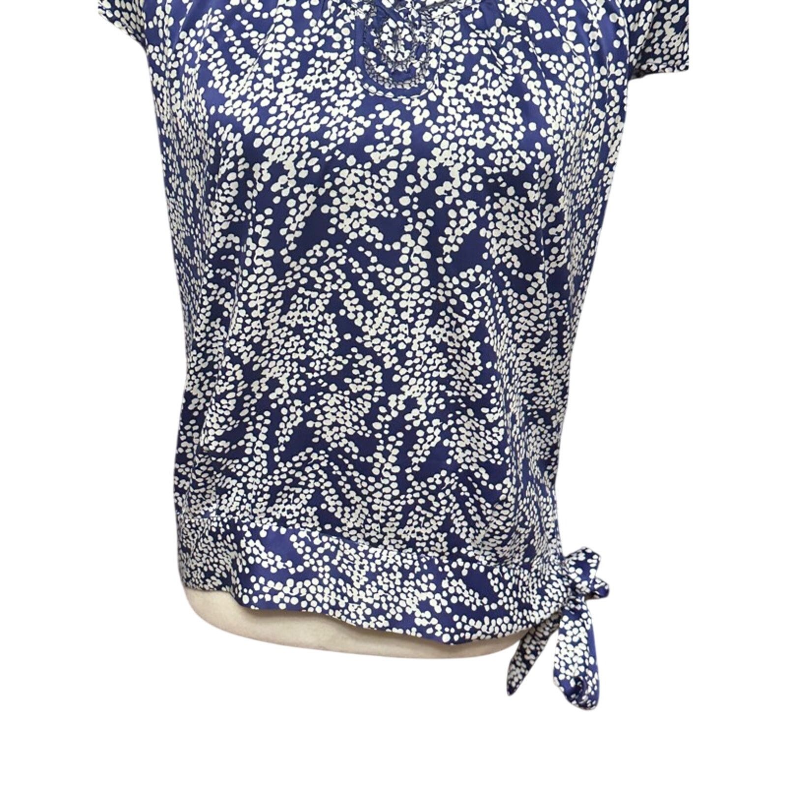 Banana Republic Banana Republic Blouse Short Sleeves Side Tie Blue White XS Size XS / US 0-2 / IT 36-38 - 3 Thumbnail