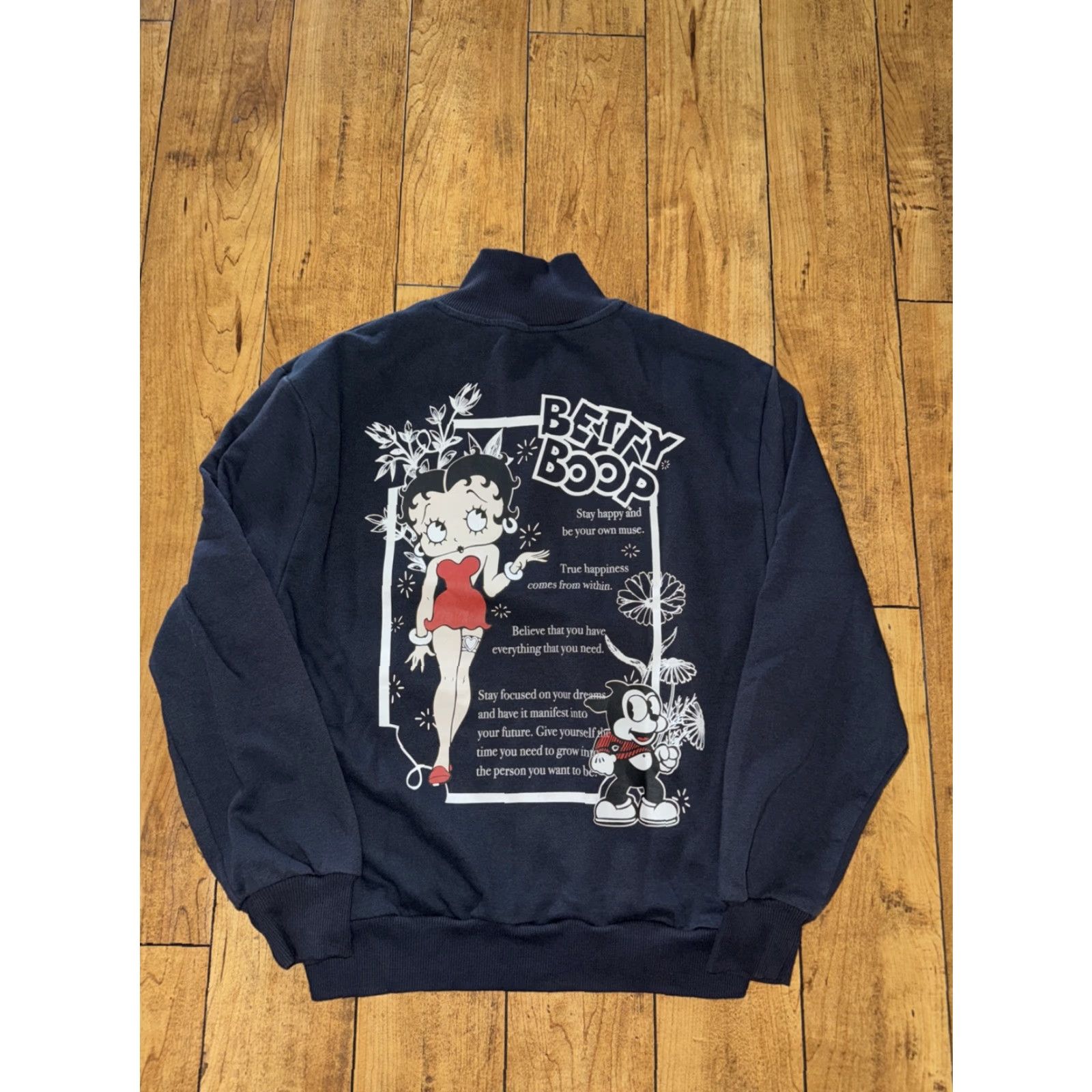 Vintage VINTAGE Betty Boop Sweater Shirt Men L Blue 20x24 Pullover Quarter Zip Size US L / EU 52-54 / 3 - 4 Thumbnail