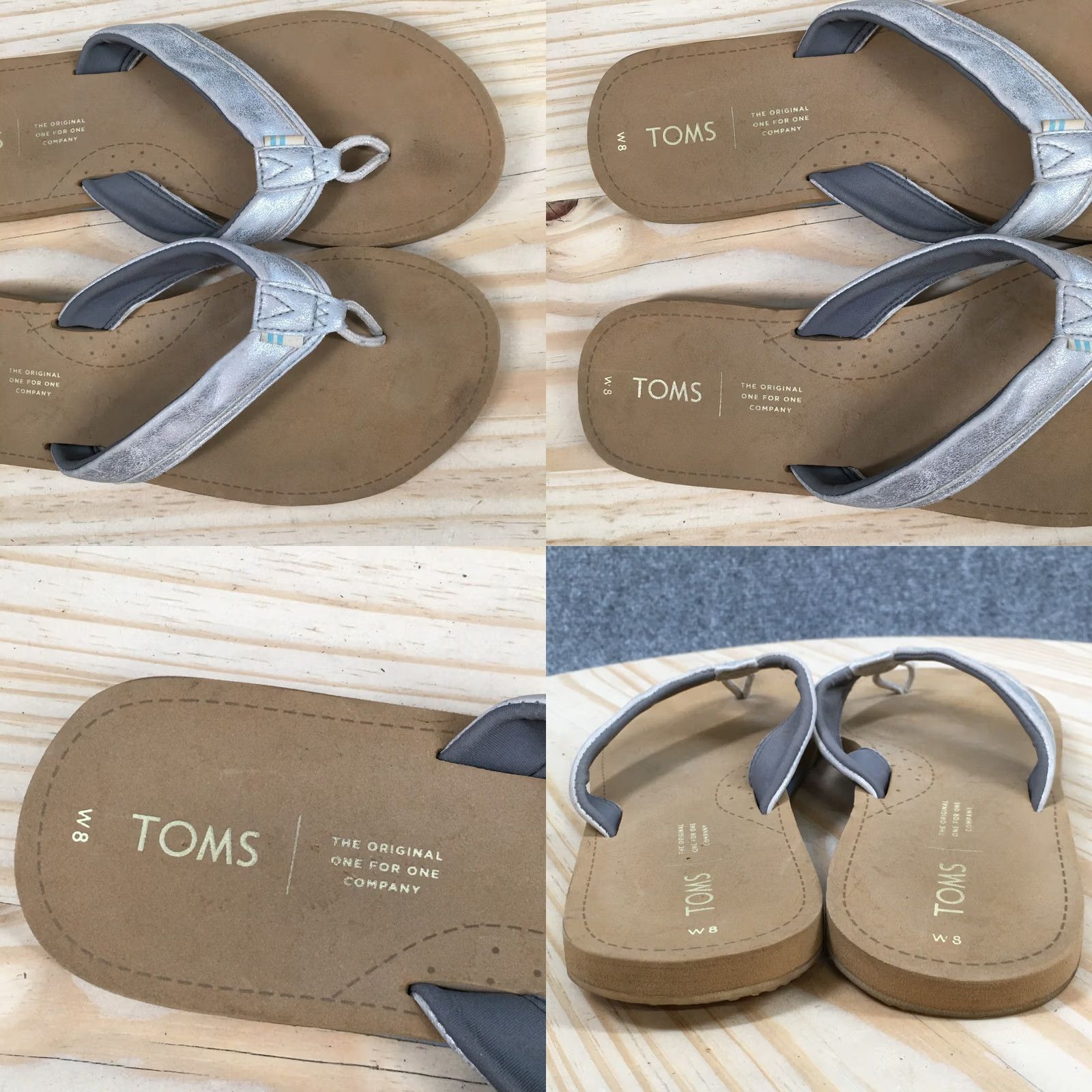 Toms TOMS Sandals Womens 8 Flip Flop Silver Toe-Post Comfort Casual Flat Shoes Size M / US 6-8 / IT 42-44 - 8 Thumbnail