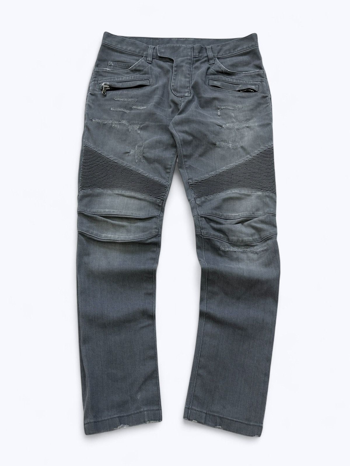 Balmain Balmain Biker Washed Distressed Denim Pants Size US 31 - 1 Thumbnail
