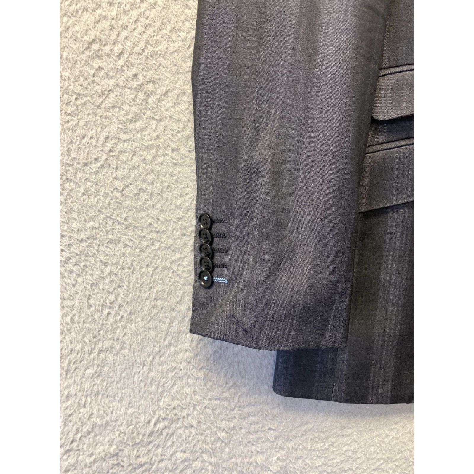 English Laundry English Laundry Blazer Jacket 36R Gray Striped Wool Shawl Button Regular Fall Winter Spring Party/Cocktail Casual Mens Size 36R - 2 Thumbnail