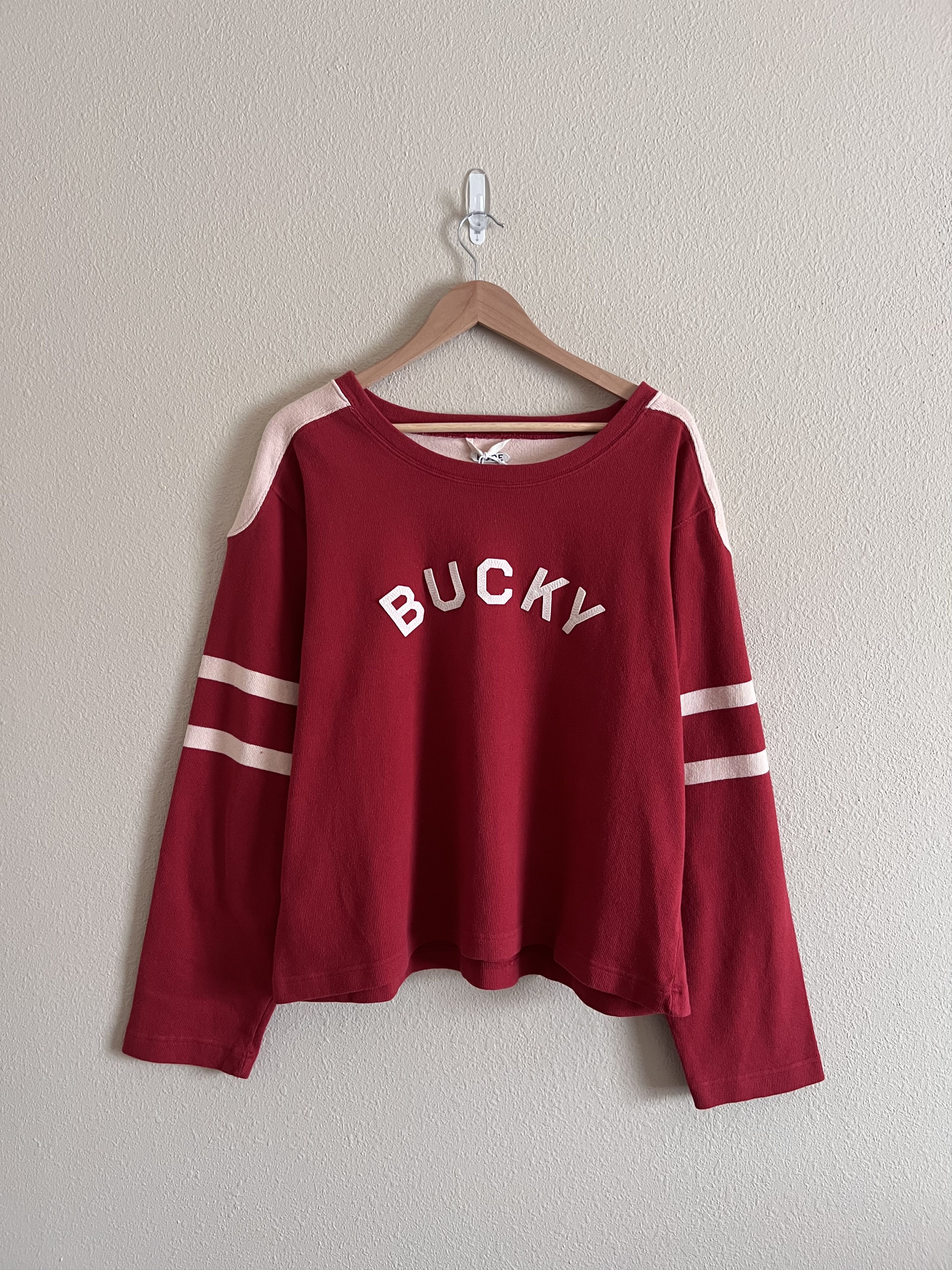 image of Bode Bucky Pullover Sweatshirt In Red Ecru, Men's (Size XL)