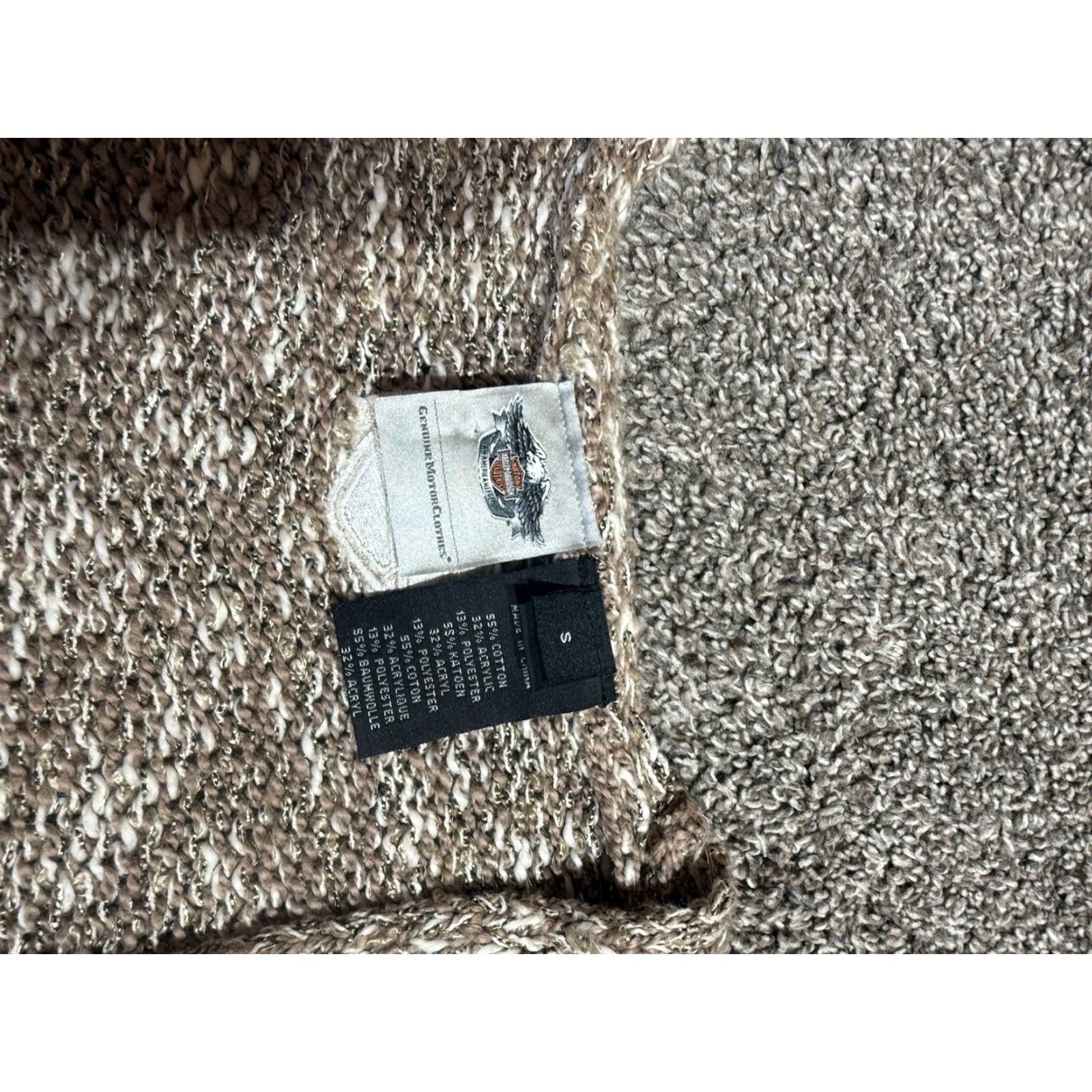 Harley Davidson Harley-Davidson Sweater Womens Size S Brown Open Layer Cardigan 1724 Logo Studded Raglan Sleeve Knit Acrylic Cotton Polyester Size S / US 4 / IT 40 - 2 Thumbnail
