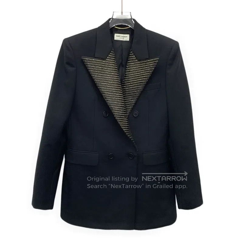 Saint Laurent Paris Saint Laurent Paris Black Diamond Embellished Velvet Colla Size XS / US 0-2 / IT 36-38 - 1 Thumbnail