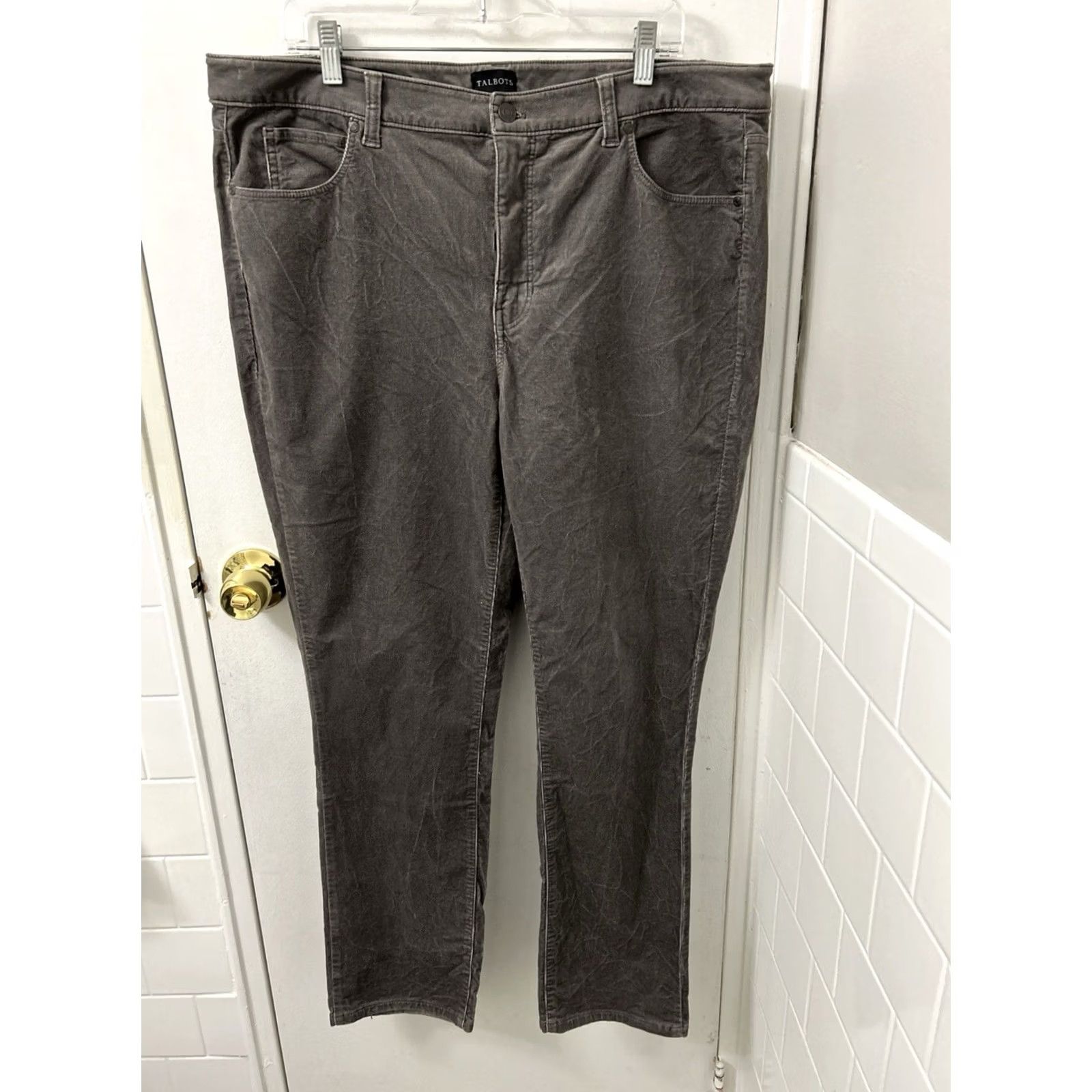 Talbots Talbots Corduroy Straight Leg Pants Womens Size 16W 40 in Gray Stretch Trousers Dress Pants Workwear Casual Size 38" / US 16 / IT 52 - 2 Thumbnail