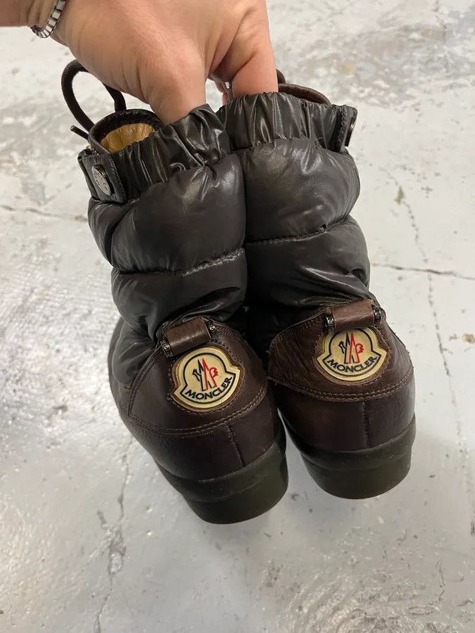 Moncler Moncler Lace-Up Brown Leather Puffer Boots Size US 10 / EU 43 - 4 Thumbnail