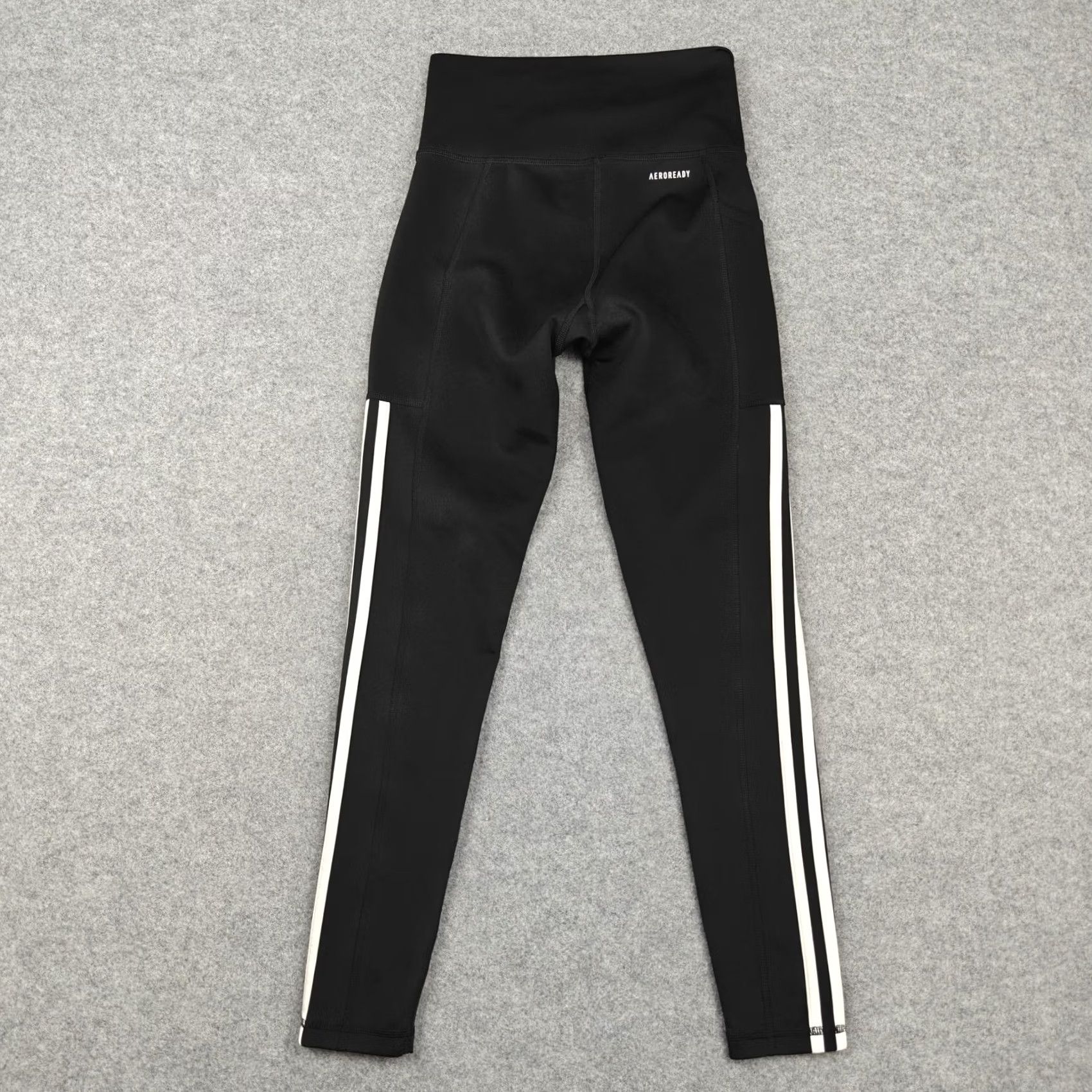Adidas Adidas Leggings Womens XS Black Mid Rise Ankle AEROREADY Side Stripe Pockets Size 26" / US 2 / IT 38 - 6 Thumbnail
