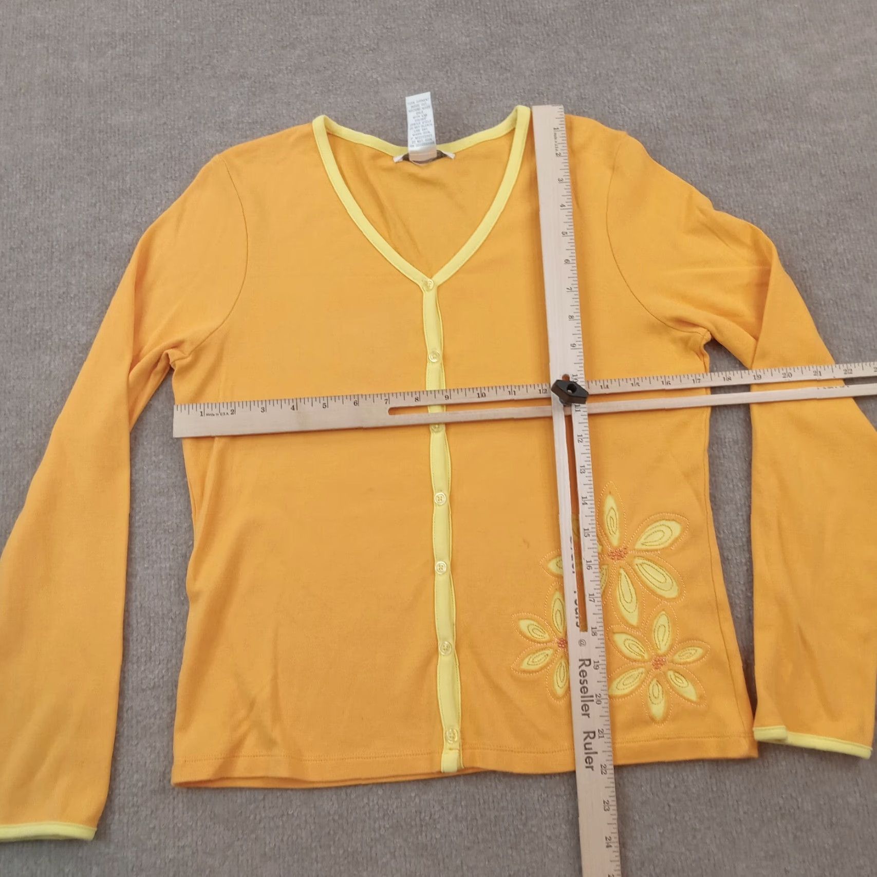 Vintage Mark Fore & Strike Womens Medium Cardigan Orange Flowers Size M / US 6-8 / IT 42-44 - 2 Thumbnail