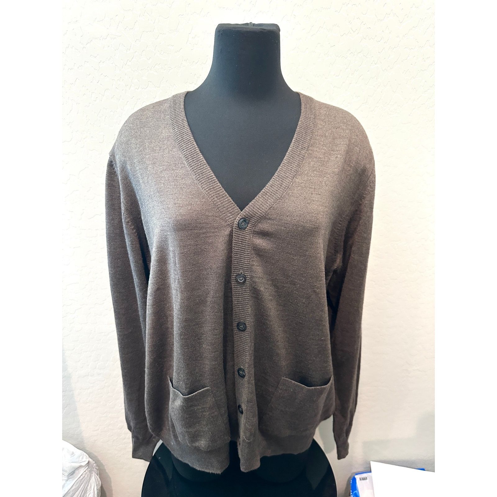 Other HAMMER MADE Merino Wool Brown Button-Front Cardigan Sweater Size US XL / EU 56 / 4 - 2 Thumbnail