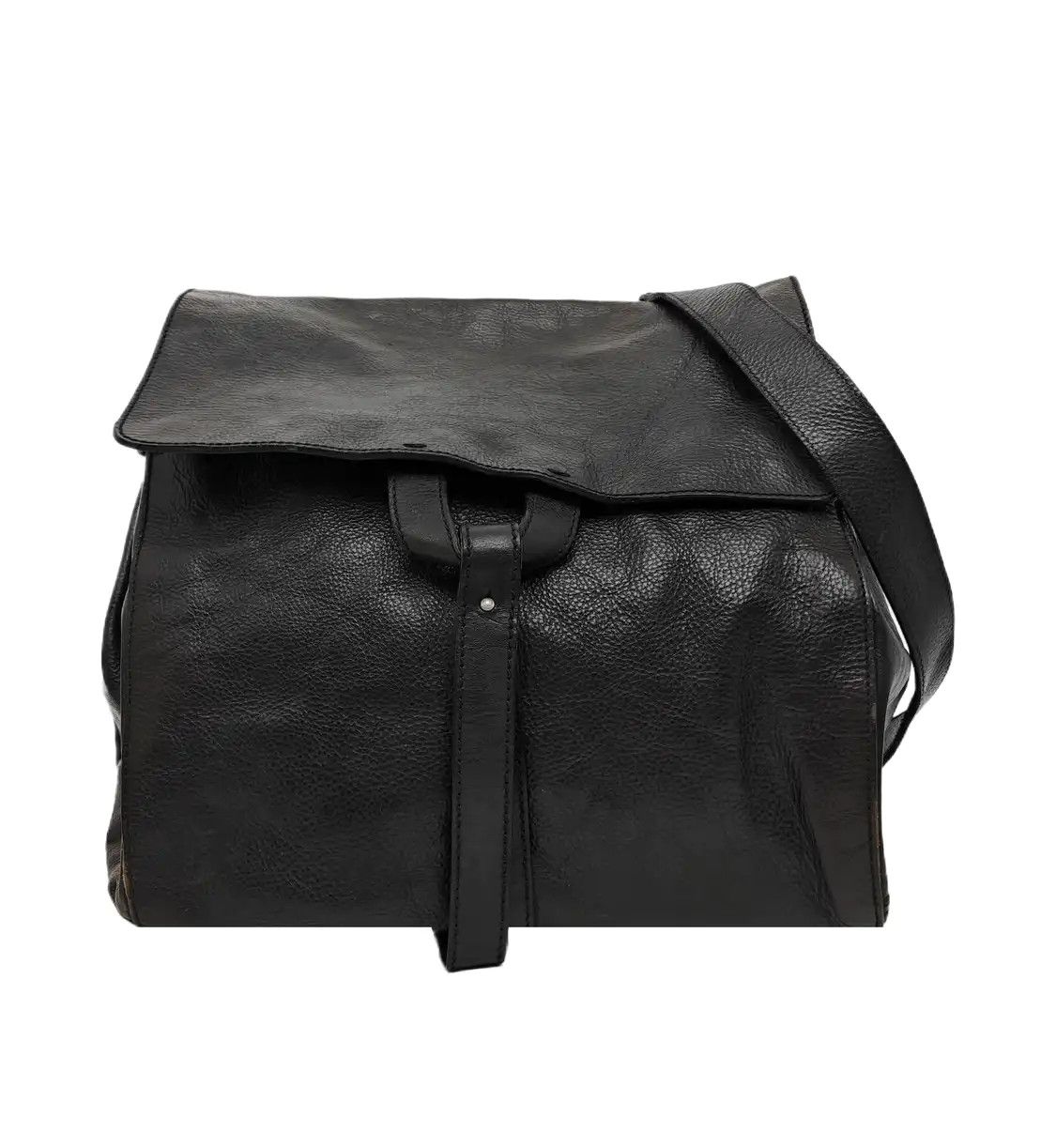 Saint Laurent Paris Ysl Black Cowhide Leather Shoulder Bag Ruthenium Hardware, Men's
