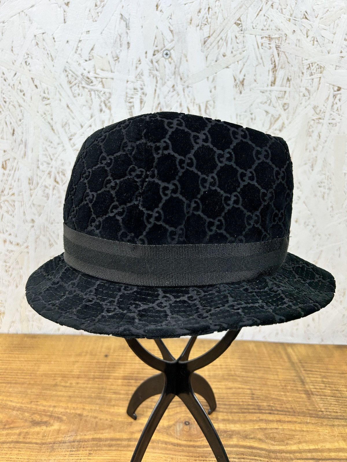 Gucci Vintage Gucci Corduroy Monogram GG Web Headwear Hat Size ONE SIZE - 3 Thumbnail