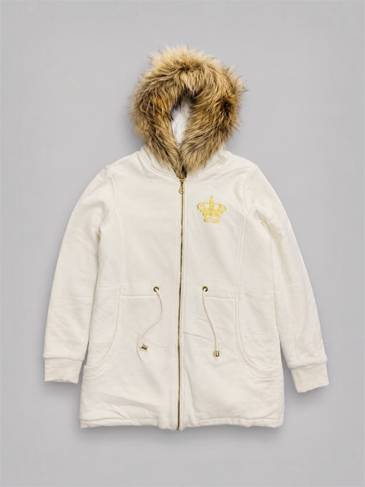 Japanese Brand Cindy Japanese Brand Ivory Zip Jacket Faux Fur Hoodie Size M / US 6-8 / IT 42-44 - 1 Thumbnail