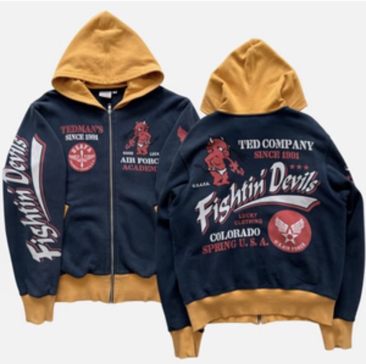Tedman Vintage Tedman Company U.S. Air Force Full Zip Hoodie Size M Size US M / EU 48-50 / 2 - 1 Thumbnail
