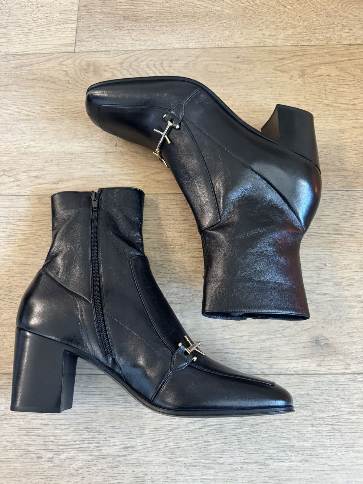 Saint Laurent Paris BNIB Beau 75 Horsebit Leather Boots Size US 11 / EU 44 - 1 Thumbnail