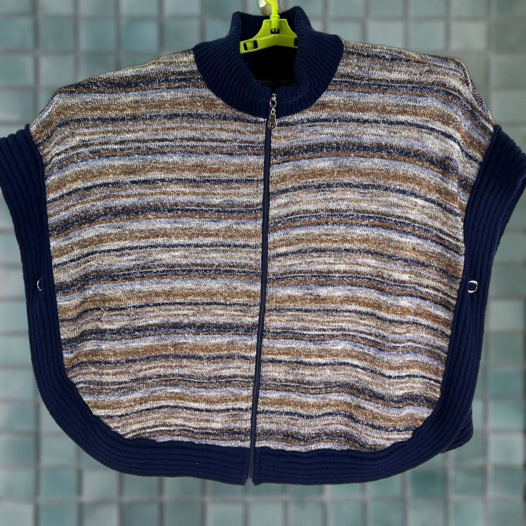 Vintage French Kyss Shawl Striped Sweater Vest Size M / US 6-8 / IT 42-44 - 1 Thumbnail