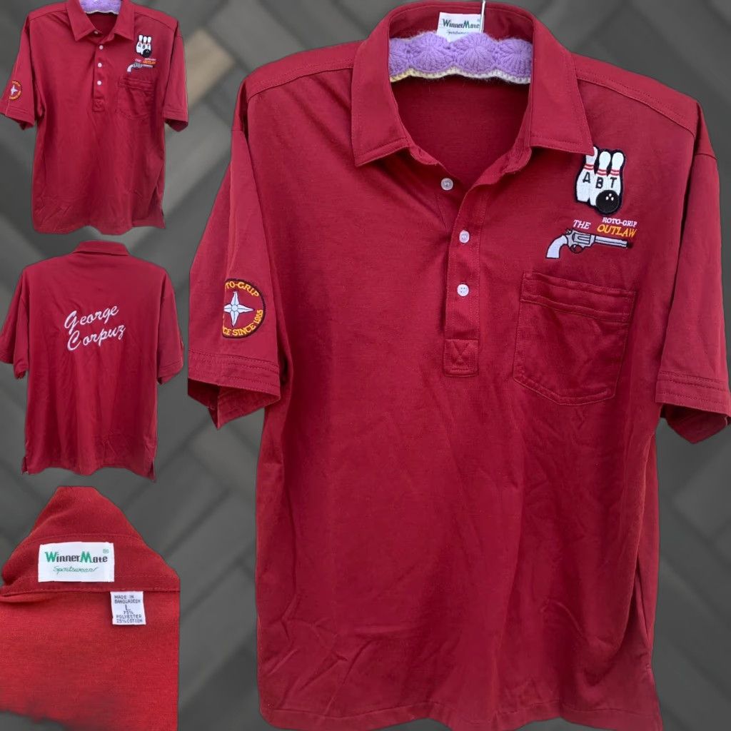 Vintage VINTAGE ABT Roto-Grip The Outlaw Pocket Polo Bowling Shirt (name on back) L shirt Mens Size US L / EU 52-54 / 3 - 1 Thumbnail