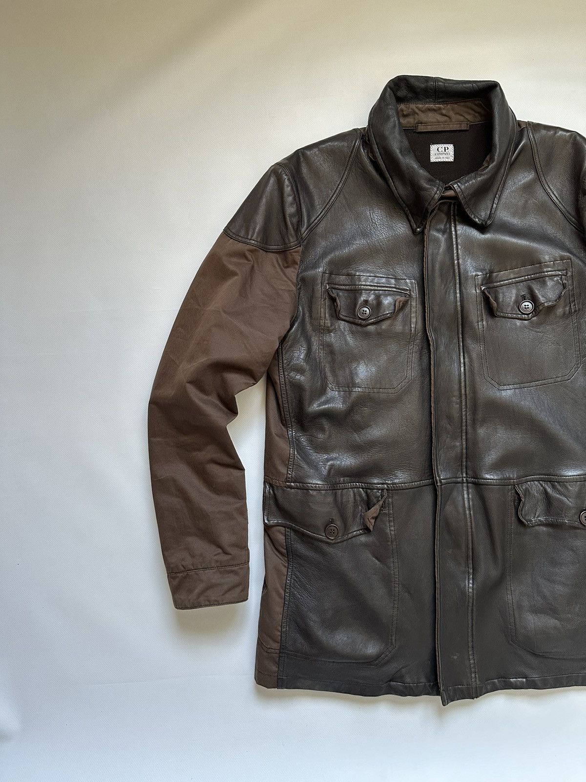 Vintage 2005AW C.P.COMPANY MADE IN ITARY LEATHER SWITCHING COAT Size US M / EU 48-50 / 2 - 3 Thumbnail