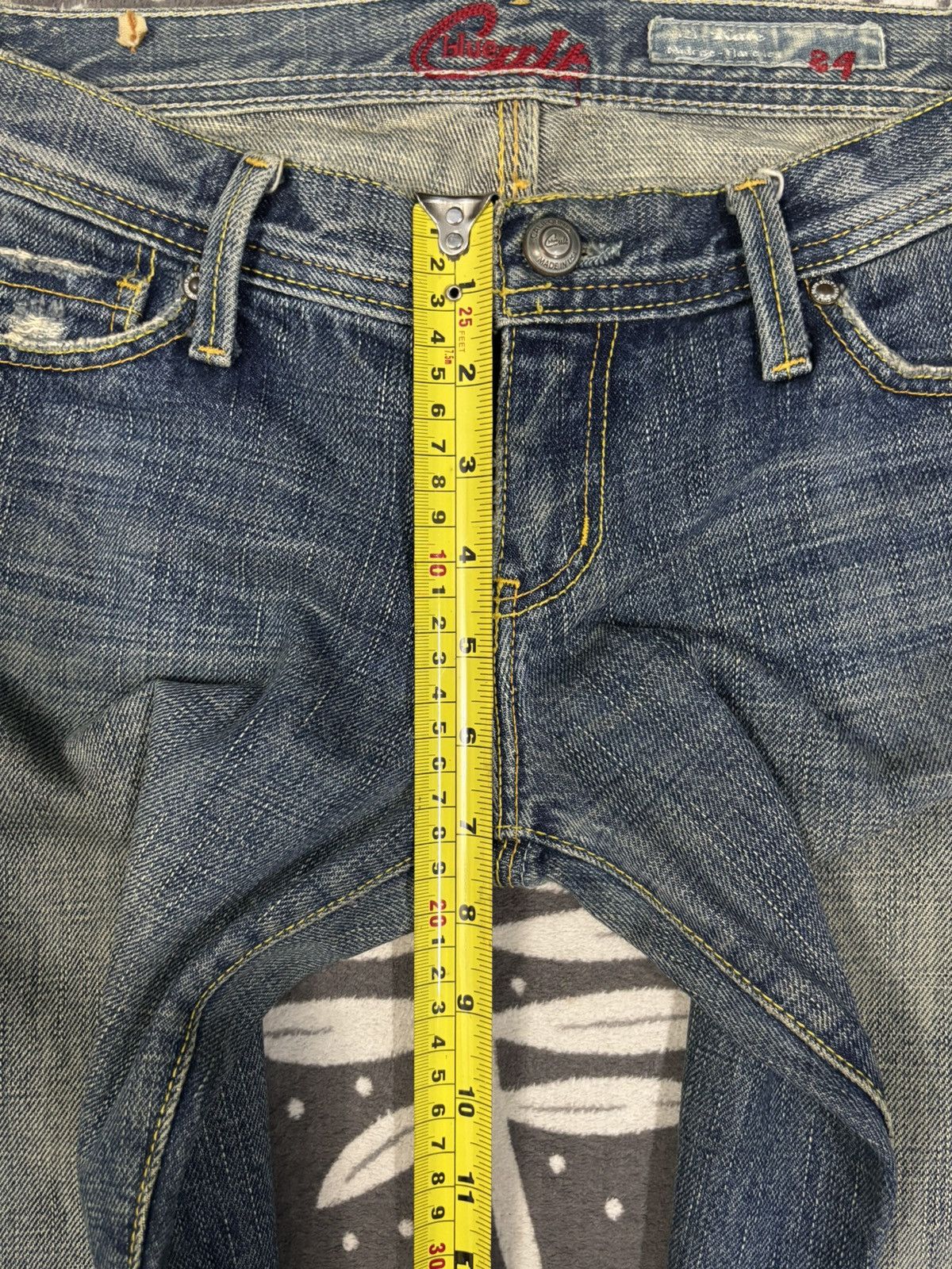 Vintage Vintage Y2K Blue Cult Midrise Flare Leg Mud Wash Jeans Size 28" / US 6 / IT 42 - 16 Thumbnail