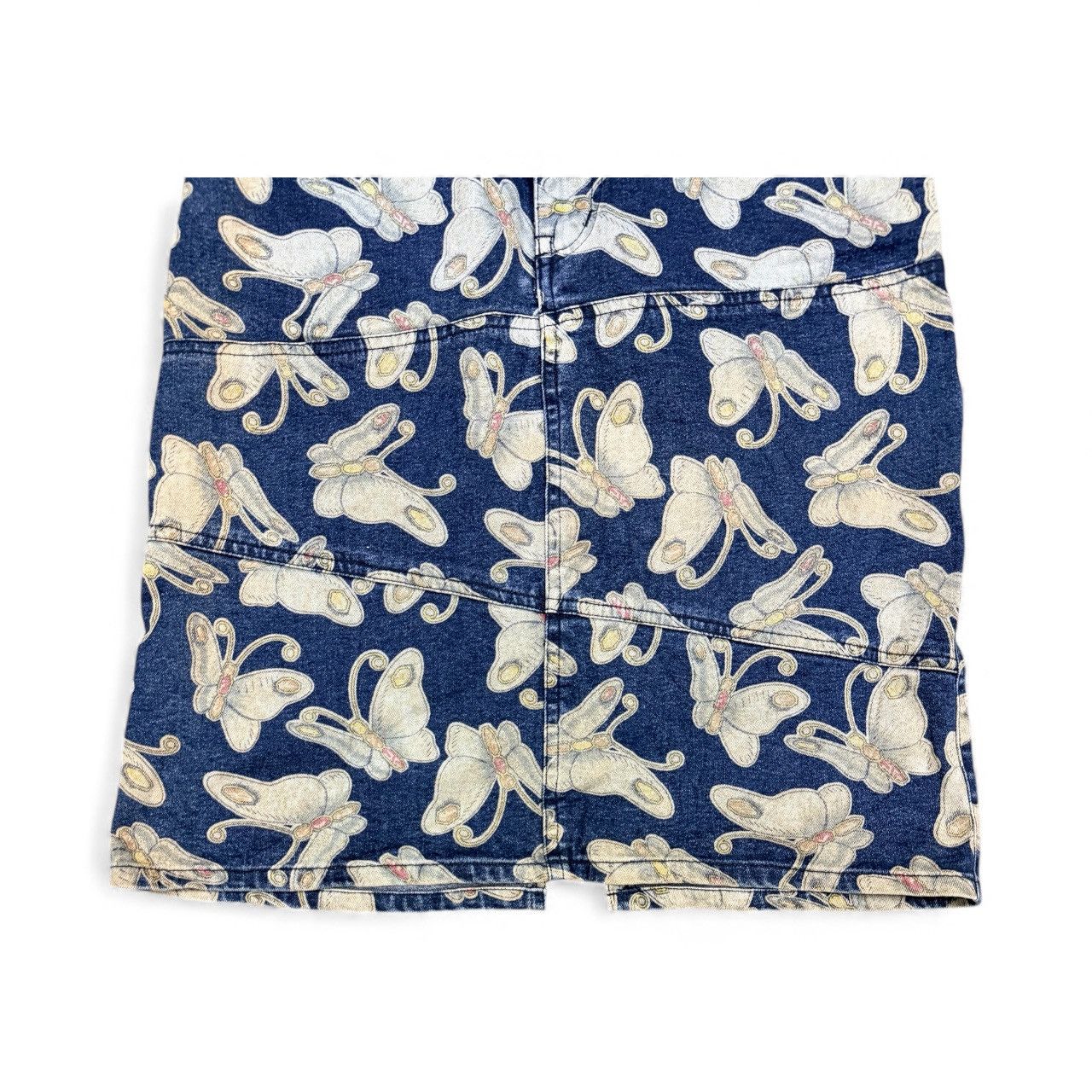 Vtg🔥Chevignon Butterfly All Over Print Jeans Skirt