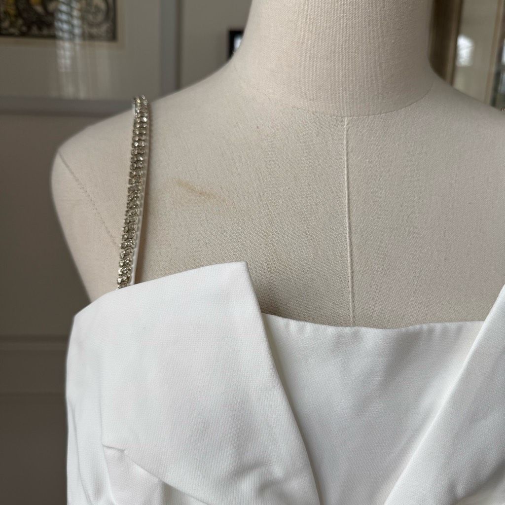 Other NWT Bagatelle White Large Bow Crop Top Rhinestone Straps 8 Size M / US 6-8 / IT 42-44 - 2 Thumbnail