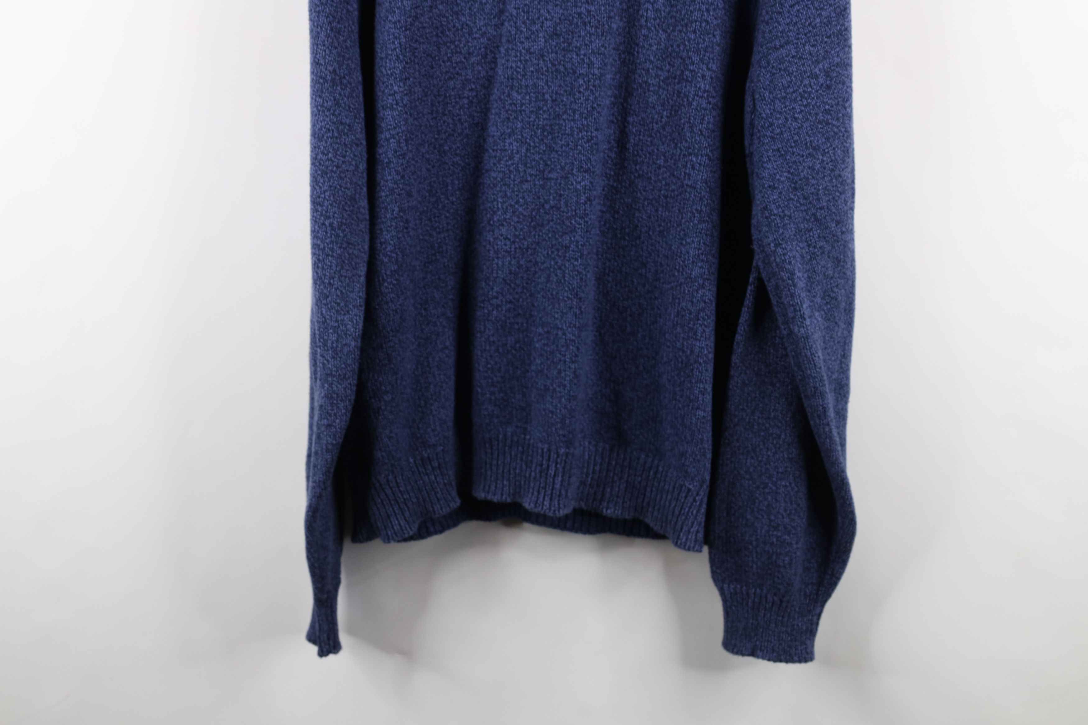 Lands' End × Vintage Vintage 90s Lands End Cotton Knit Henley Sweater Blue USA Size US M / EU 48-50 / 2 - 11 Thumbnail