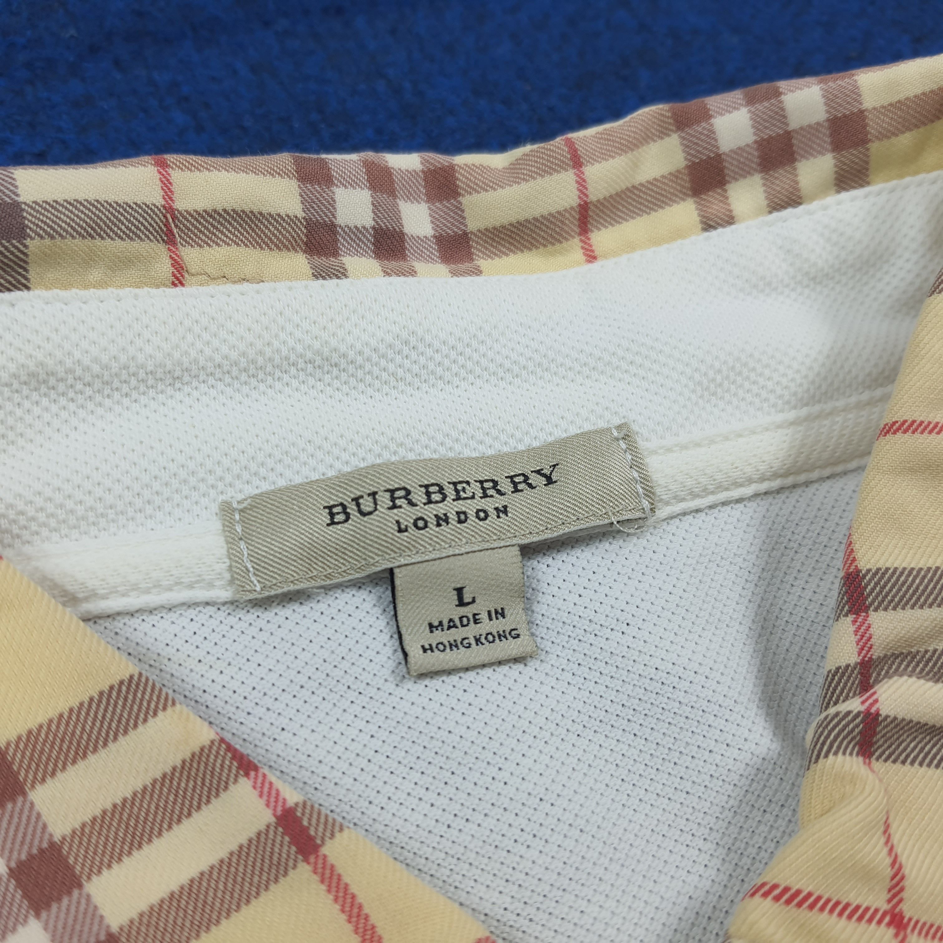 Burberry Vintage Burberry London White Nova Check Polo Shirt C299N52 Size US XL / EU 56 / 4 - 4 Thumbnail