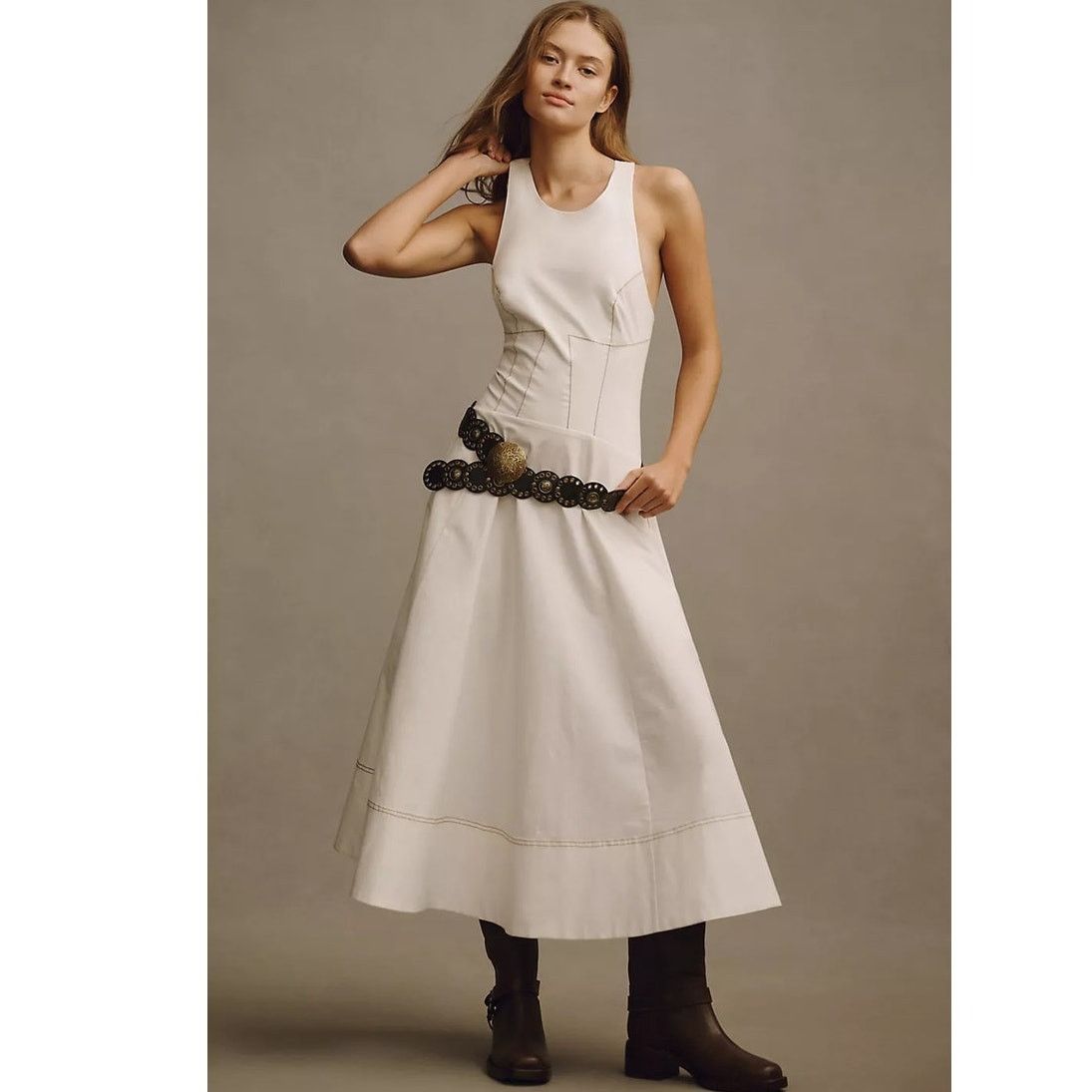 Anthropologie NWT The Kenzie Drop-Waist Midi Dress $178 XL White Size XL / US 12-14 / IT 48-50 - 1 Thumbnail
