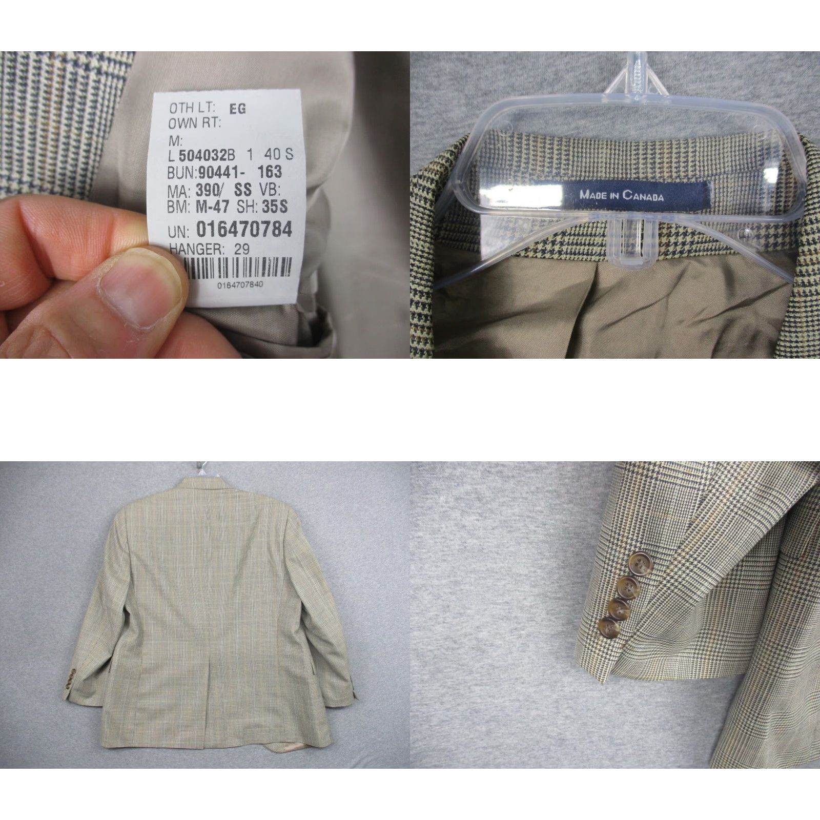 Chaps VINTAGE Chaps Blazer Wool Suit Jacket Sport Coat 40 Gray Plaid Check Size 40R - 8 Thumbnail