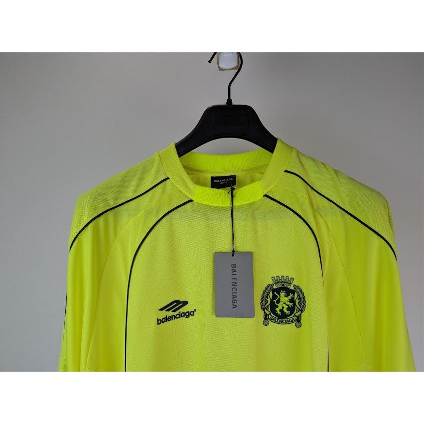 Balenciaga o1rshd1 Soccer Fluo Paris Tech Jersey T-Shirt in Fluo Yellow Size US L / EU 52-54 / 3 - 3 Thumbnail