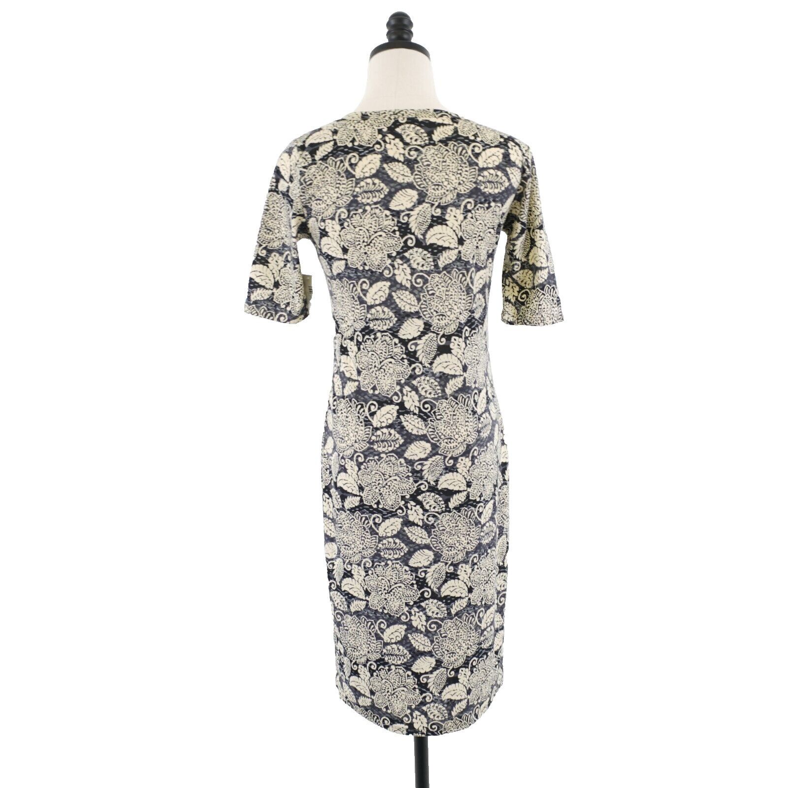 Designer NEW LuLaRoe Julia Small Gray Tan Floral Bodycon Shirt Dress Size S / US 4 / IT 40 - 6 Thumbnail