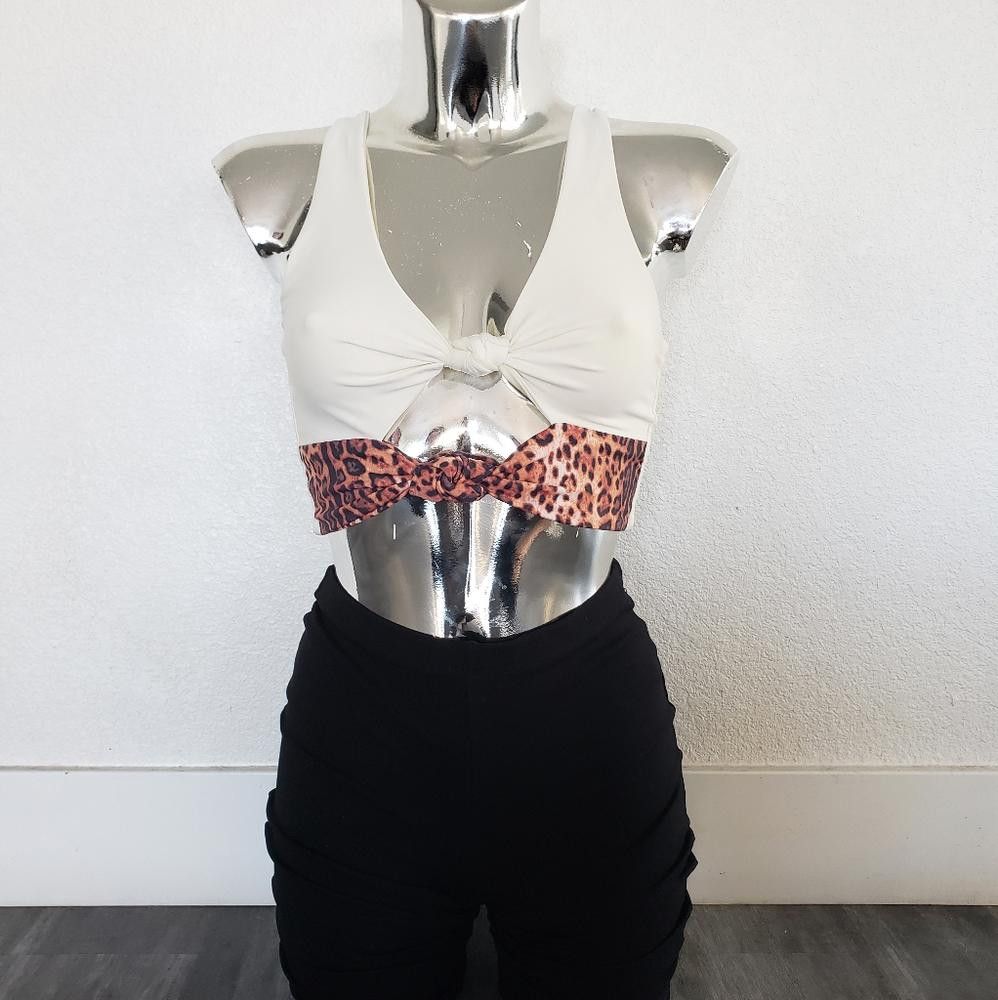 Designer Beach Riot | Ivory-Leopard | Bowie Sport Bra Size ONE SIZE - 1 Thumbnail