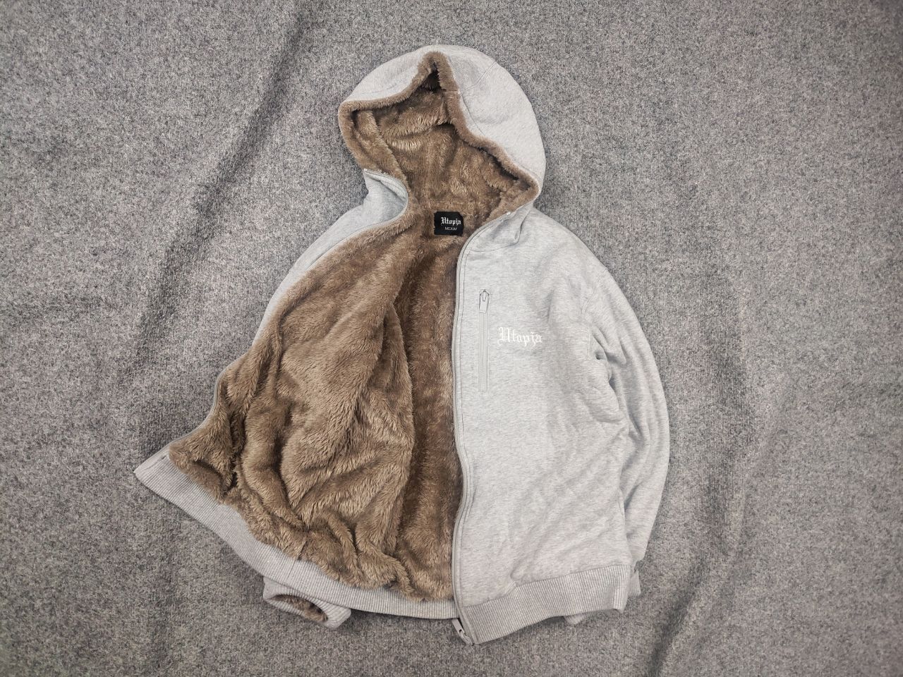 Utopia Vintage Reversible Zip Hoodie fur lining Y2K Style