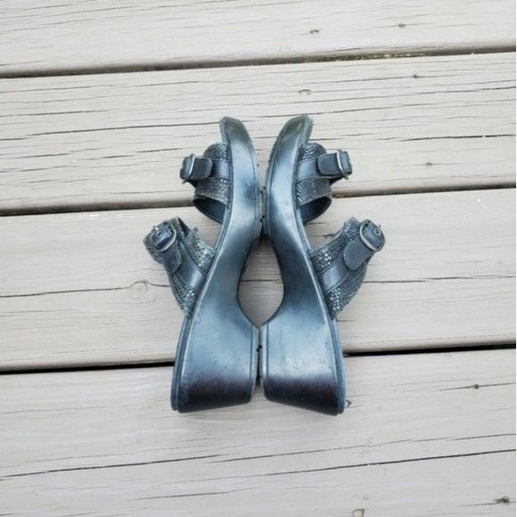 Dansko Dansko Jessie Black Lizard Leather 2 Strap Buckle Sandals Size US 7.5 / IT 37.5 - 3 Thumbnail