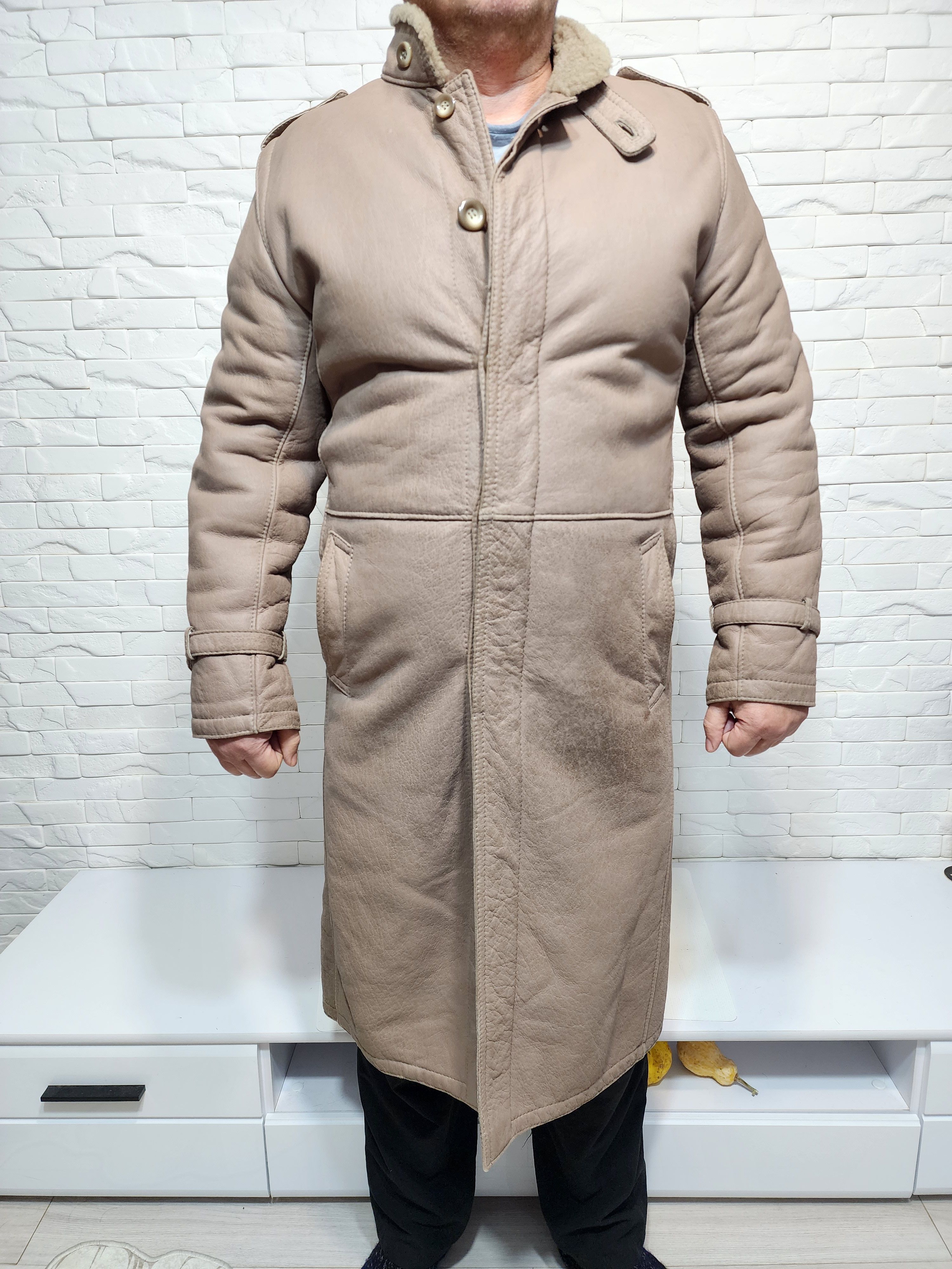 Genuine Leather Brown Sheepskin Coat: Genuine Fur, Button-Down Size US L / EU 52-54 / 3 - 2 Thumbnail