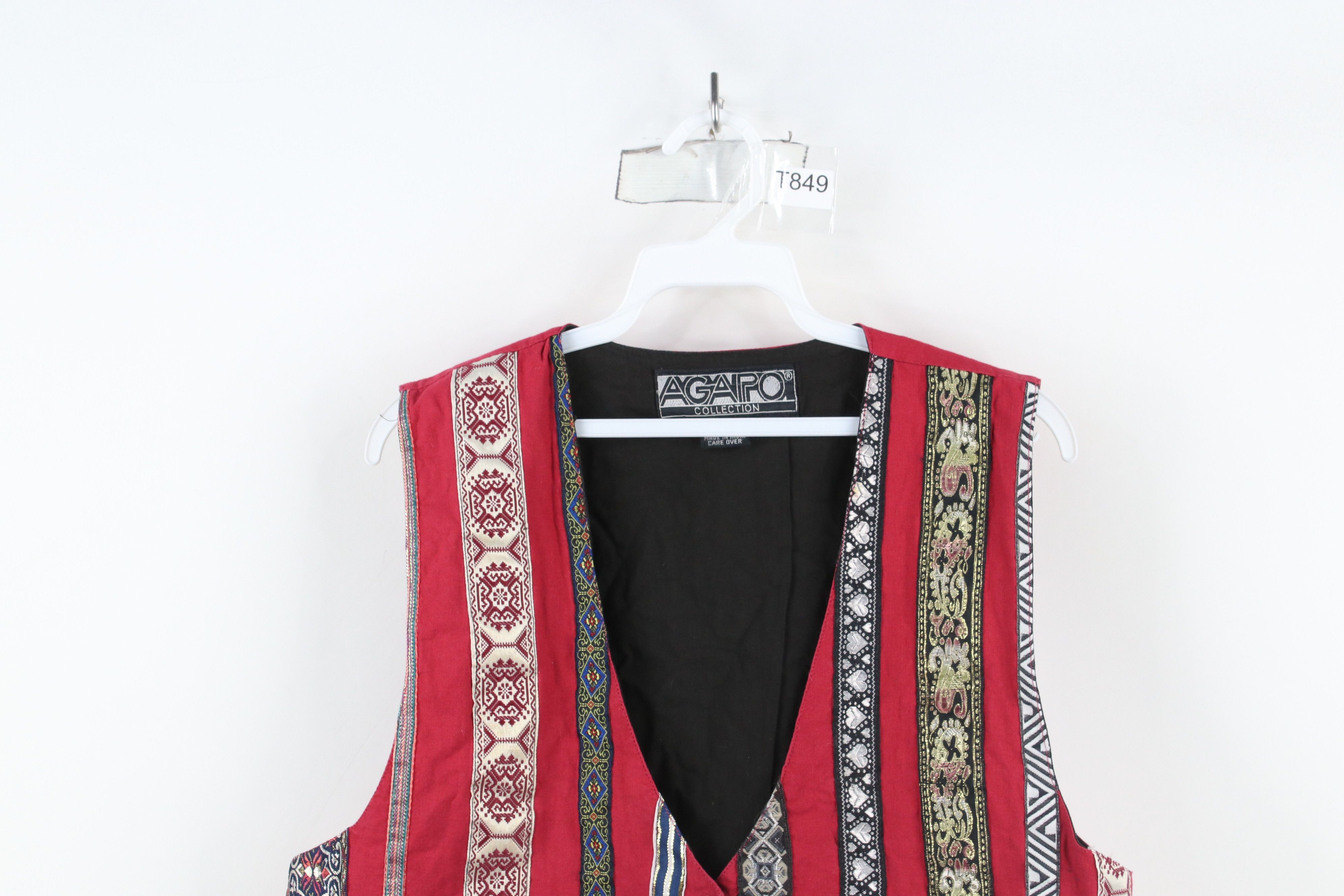 Vintage Vintage 90s Streetwear Geometric Tapestry Vest Jacket Size L / US 10 / IT 46 - 2 Thumbnail