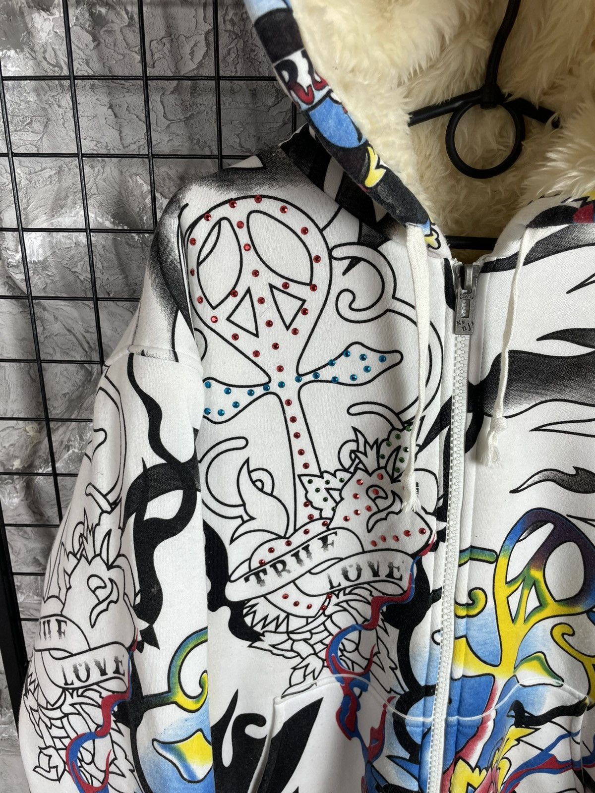 Ed Hardy Really Point Y2K Vintage Tattoo Fur Jacket Affliction Style Size US XL / EU 56 / 4 - 5 Thumbnail