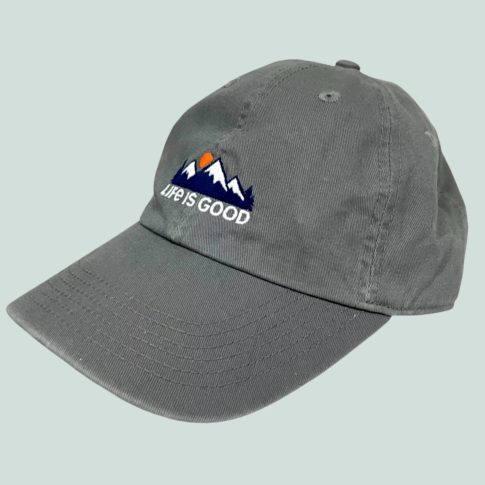Life is Good Life Is Good Hat Cap Gray Mountains Embroidered Strap Back Cotton Adjustable Baseball Cap Unisex Adults One Size Size ONE SIZE - 1 Thumbnail