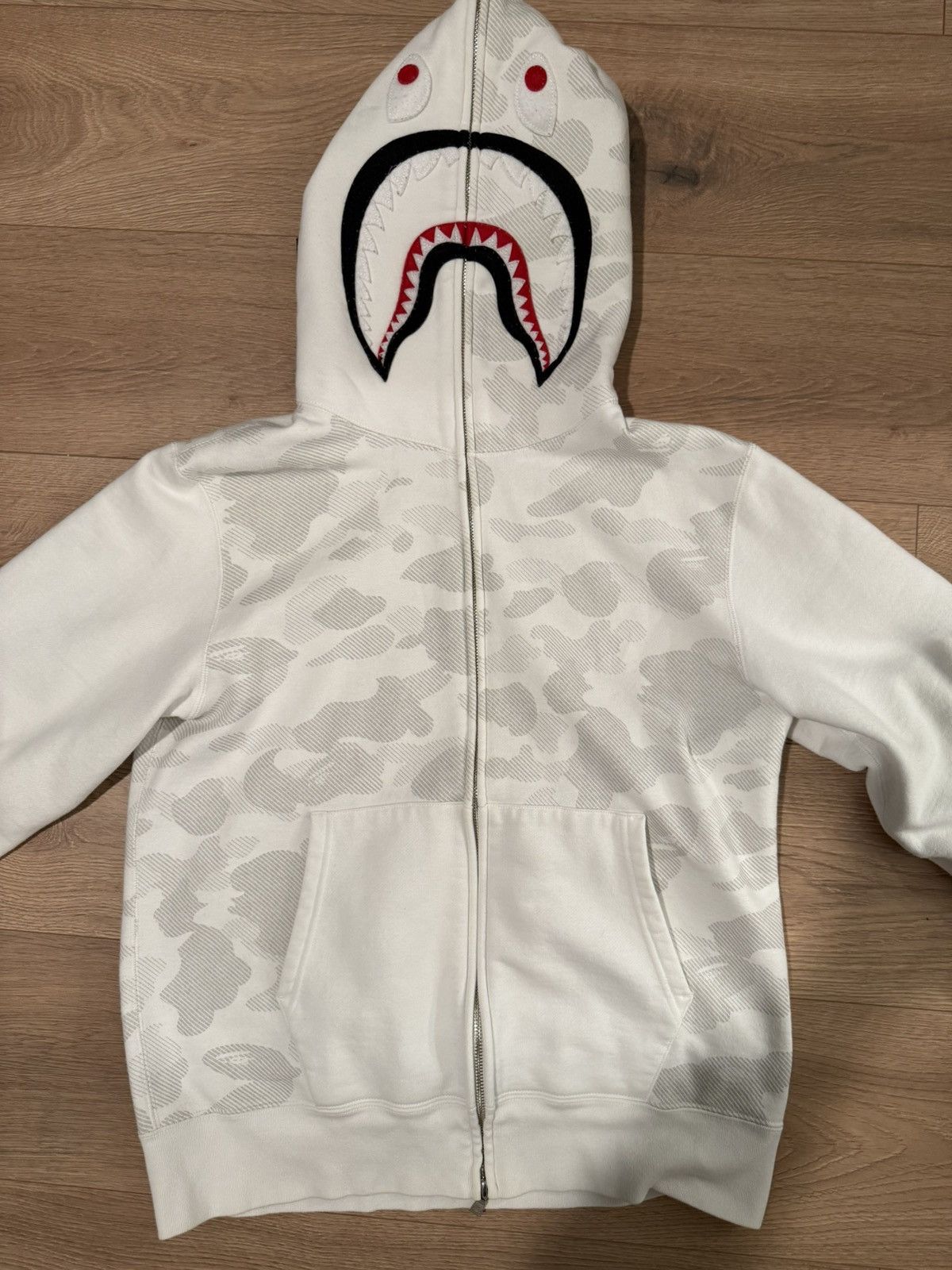 Bape Bape White Camo reflective Shark Zip-Up hoodie Size US L / EU 52-54 / 3 - 1 Thumbnail