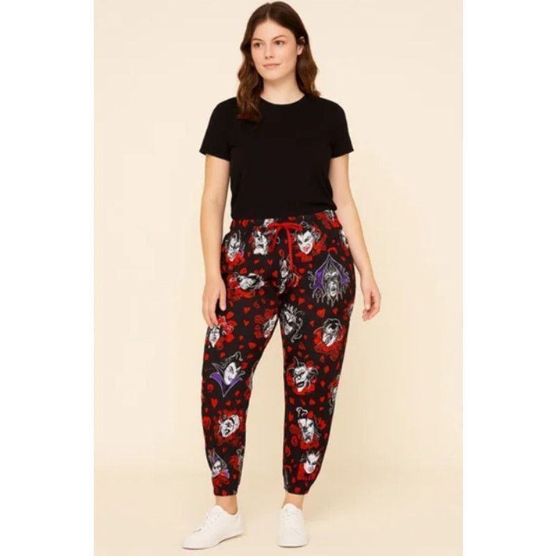 Disney Disney Villains Jogger Pants Red Black Heart Tattoo Print 2X Size 40" / US 18 - 1 Thumbnail