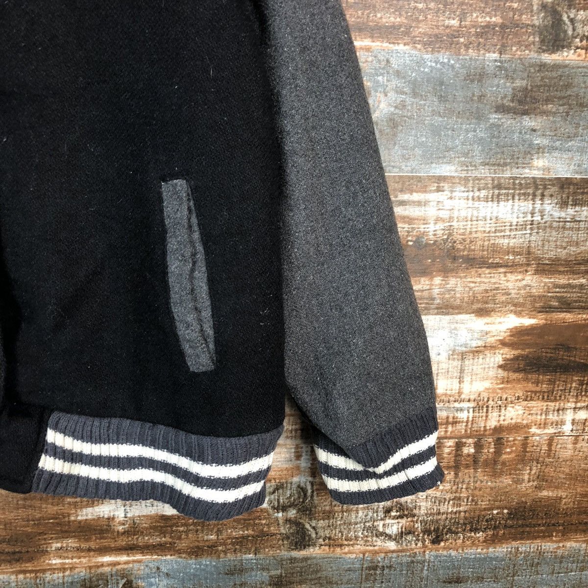 Japanese Brand Bon Maren Black Bombers varsity Jacket #A1759 Size M / US 6-8 / IT 42-44 - 8 Thumbnail