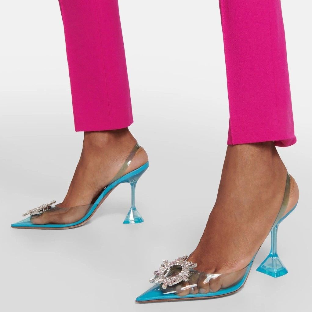 Amina Muaddi Begum Glass Pointed Toe Slingback Shoes US 10 / EU 40 $1220 Size US 10 / IT 40 - 4 Thumbnail
