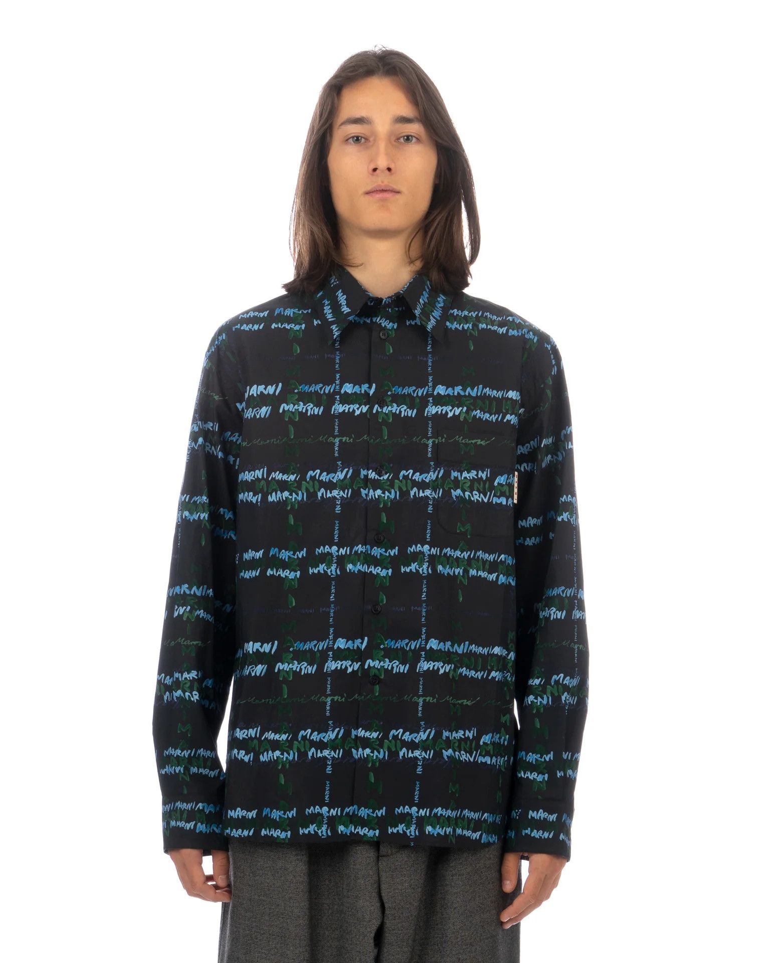 Marni o1y0225 Logo Print Patterned Shirt in Multicolor Size US S / EU 44-46 / 1 - 1 Thumbnail
