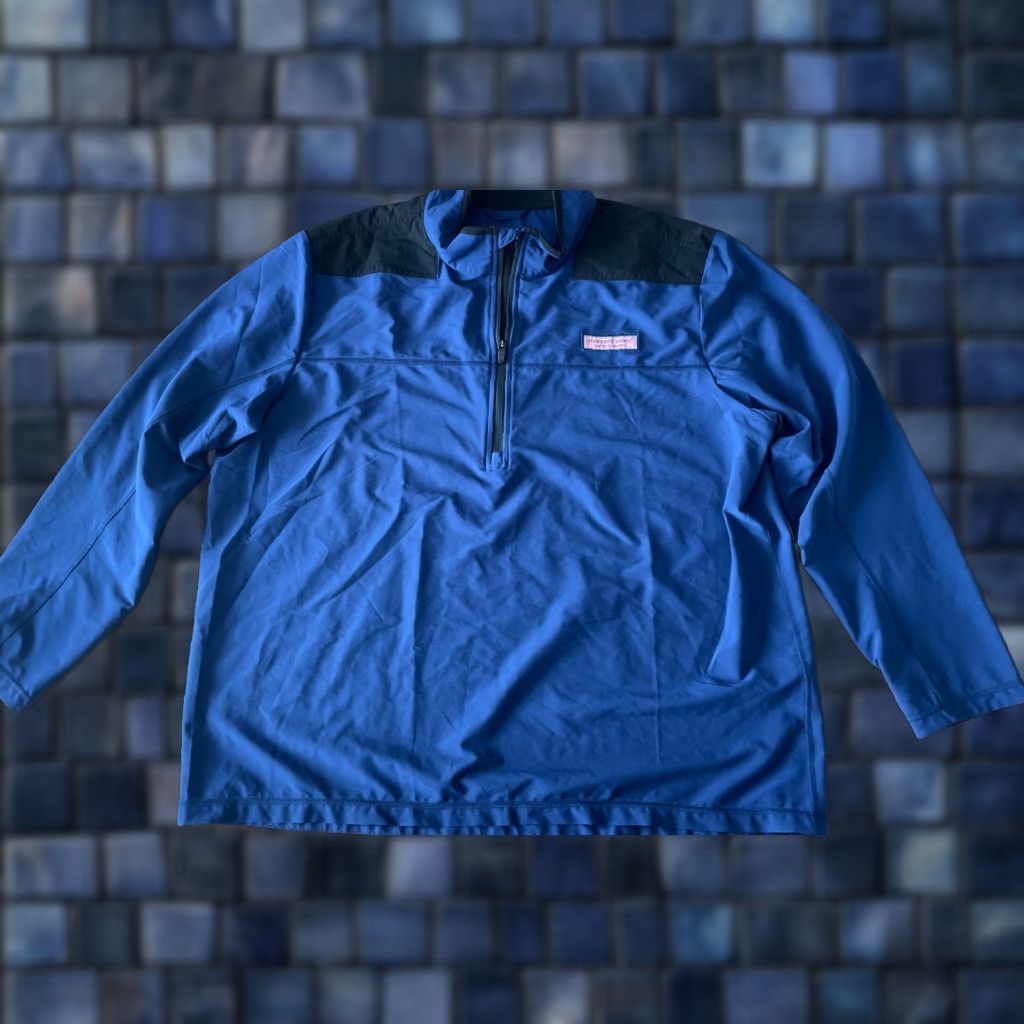 Vineyard Vines Vineyard Vines Performance Jacket Windbreaker Big & Tall XB Blue Mens Weatherproof Windbreaker Jacket Oxford 60% Polyester Size US XL / EU 56 / 4 - 1 Thumbnail