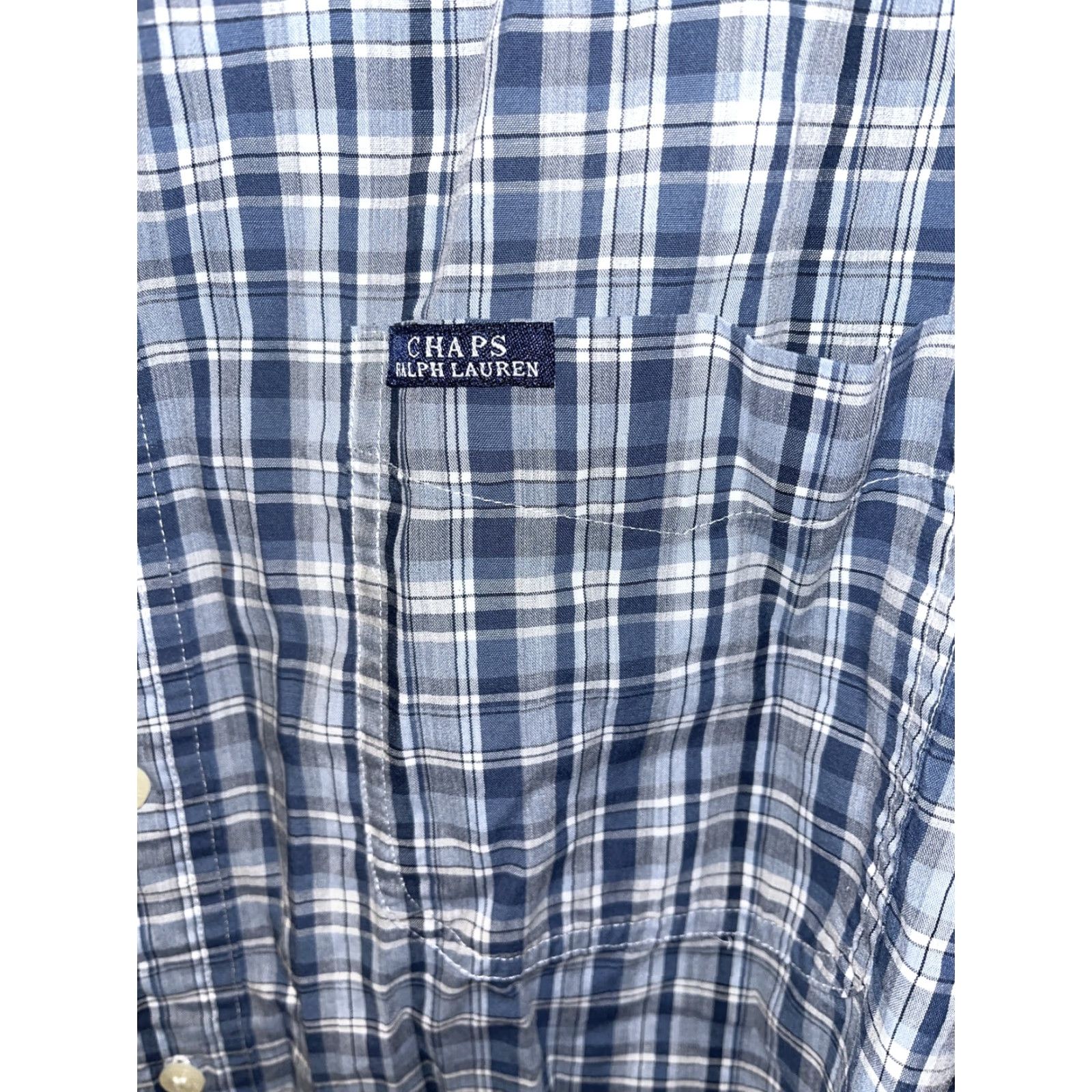 Chaps VINTAGE Ralph Lauren Chaps Shirt Mens L Blue White Plaid Long Sleeve Button-Up Casual Fall Winter Size US L / EU 52-54 / 3 - 2 Thumbnail