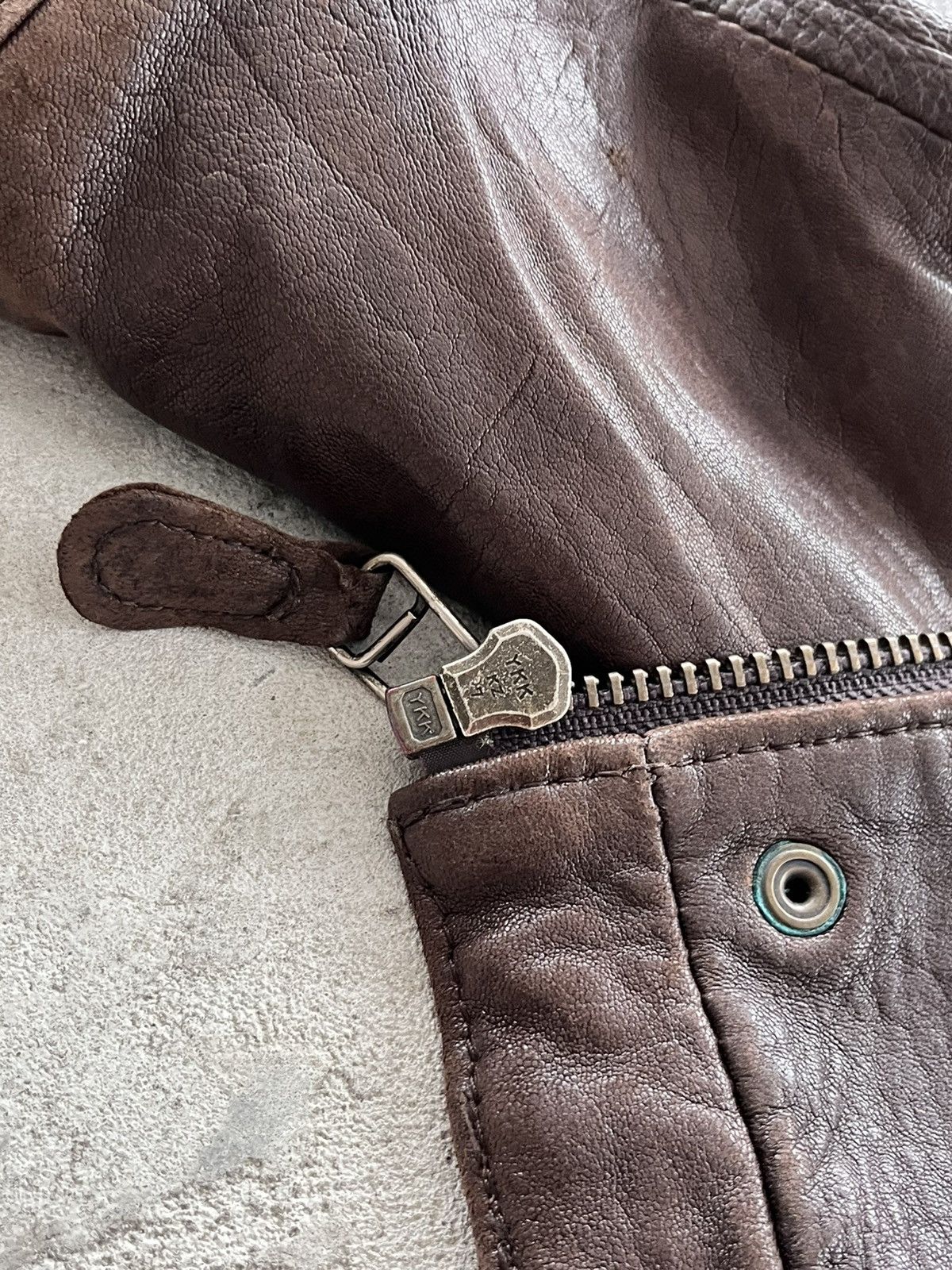 Genuine Leather Vintage Nautica Brown Faded Leather Bomber Jacket Fur Collar Size US L / EU 52-54 / 3 - 19 Thumbnail