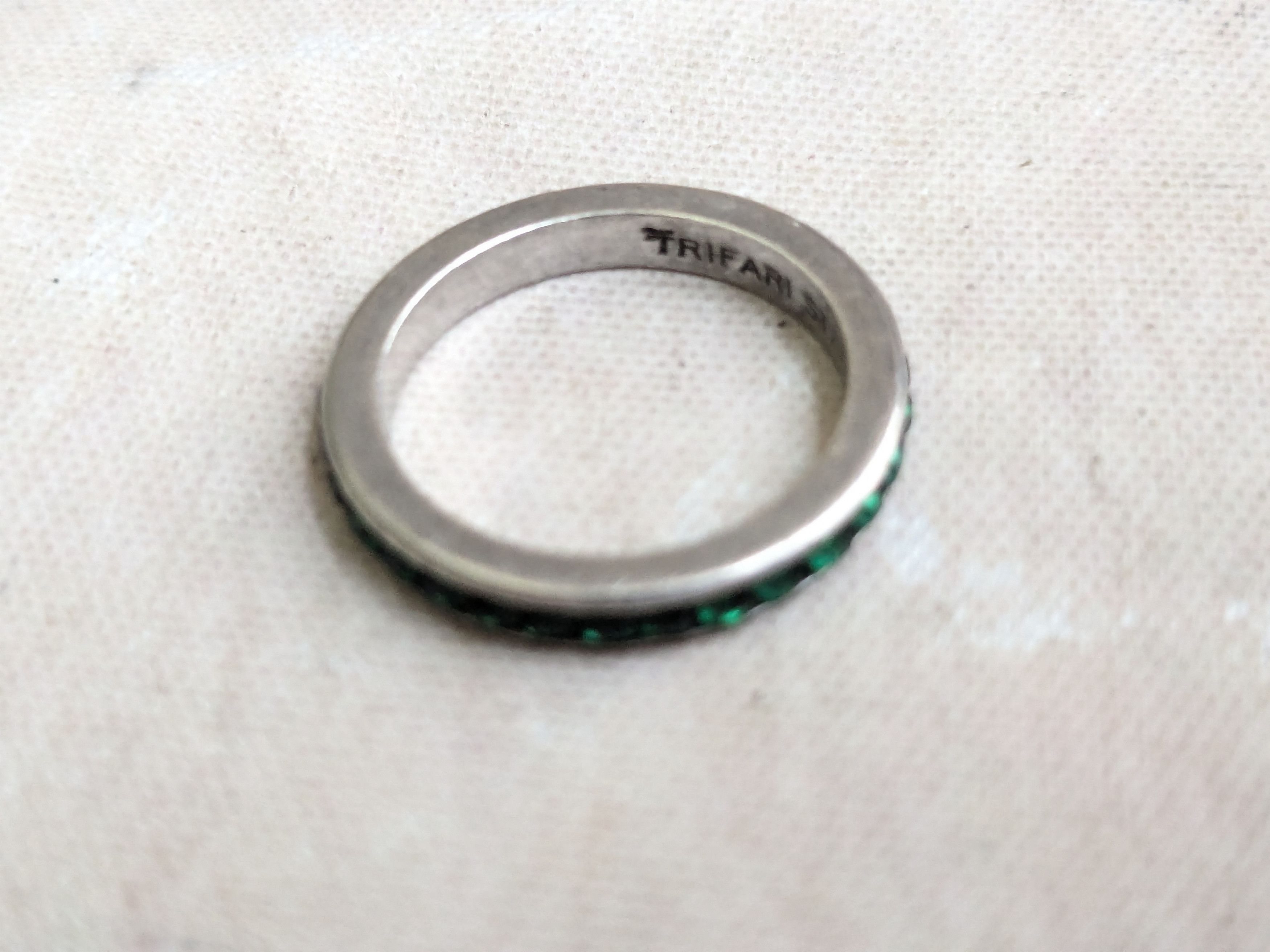 Sterling Silver Vintage Trifari Sterling Silver Signet Ring Eternity 5.5 Size ONE SIZE - 5 Thumbnail