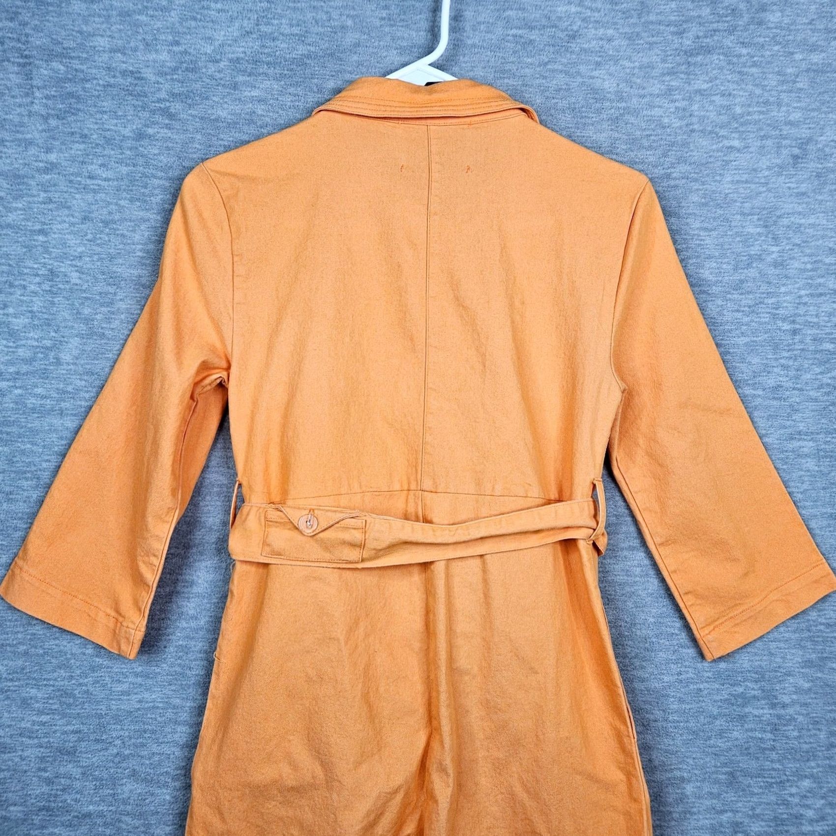House of Sunny House Of Sunny Orange Belted Button Up Jumpsuit With Collar 3/4 Sleeves Size 4 Size 27" / US 4 / IT 40 - 3 Thumbnail