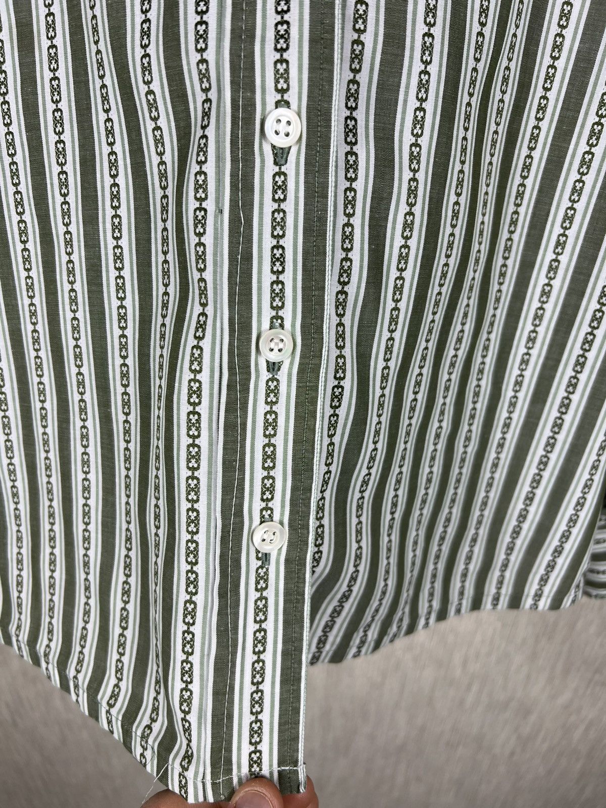 Celine Vintage Celine striped chain logo button up shirt luxury Size S / US 4 / IT 40 - 6 Thumbnail