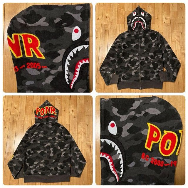 BAPE 2nd Shark Full Zip Hoodie Black Camo a bathing ape PONR