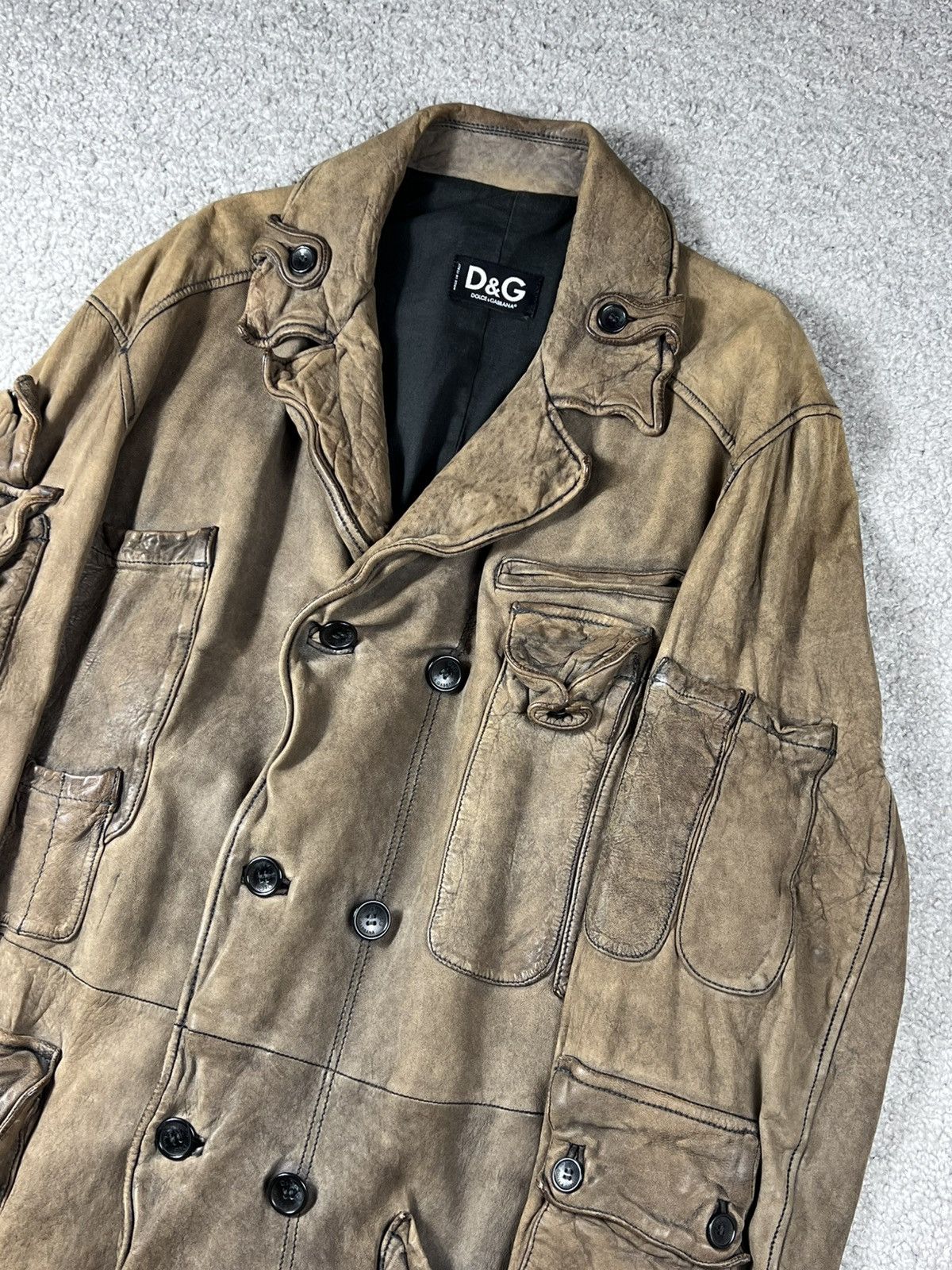 Dolce & Gabbana Dolce & Gabbana Cargo Leather Brown Coat Multipocket Size M Size US M / EU 48-50 / 2 - 2 Thumbnail